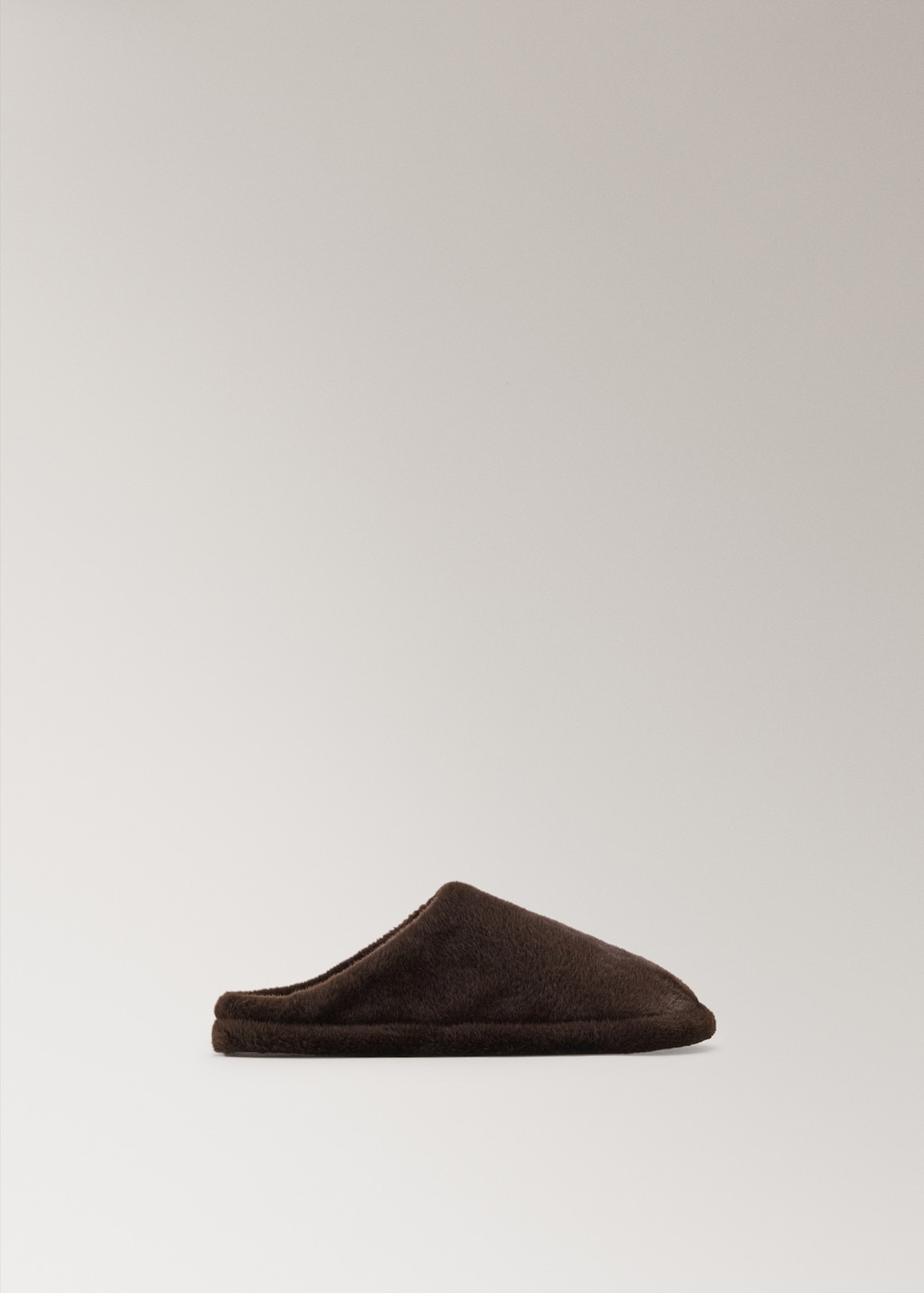 Fur mule slippers with stitching detail