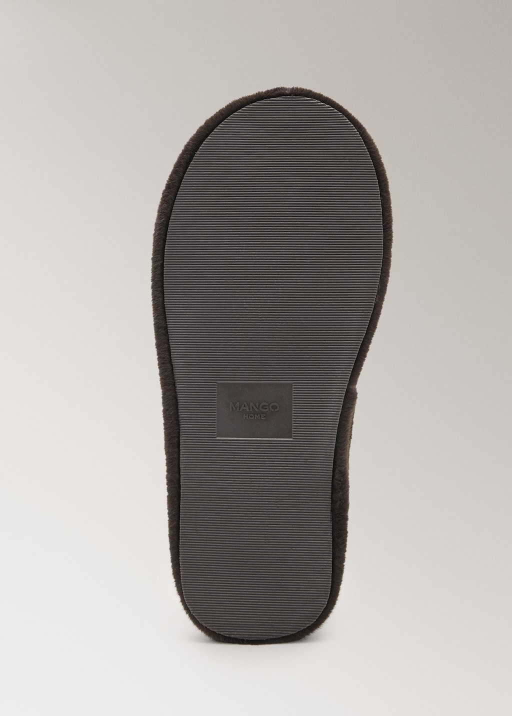 Fur mule slippers with stitching detail