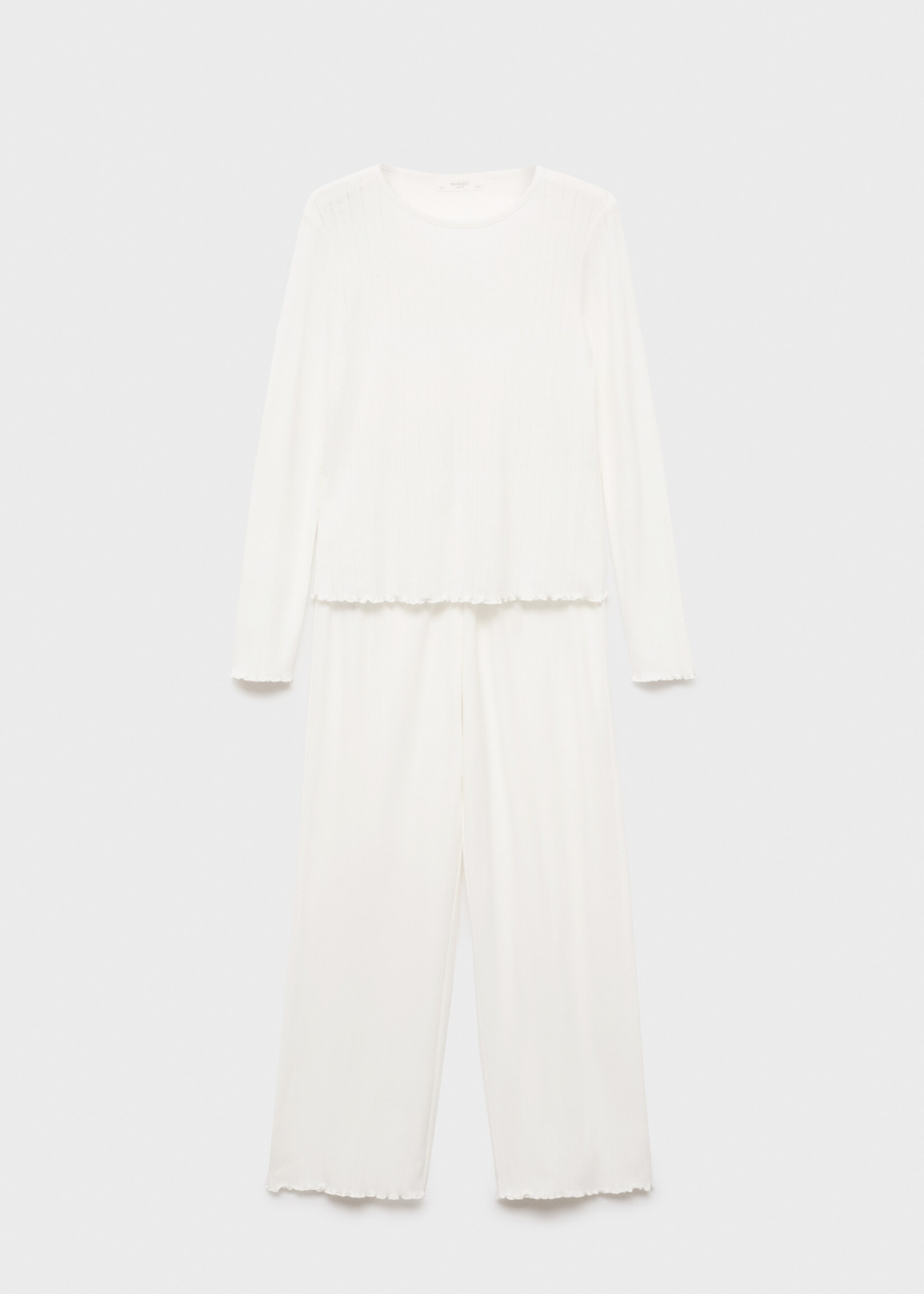 Two-piece openwork cotton pyjamas - Article without model, White. Ref: 17074109-00.