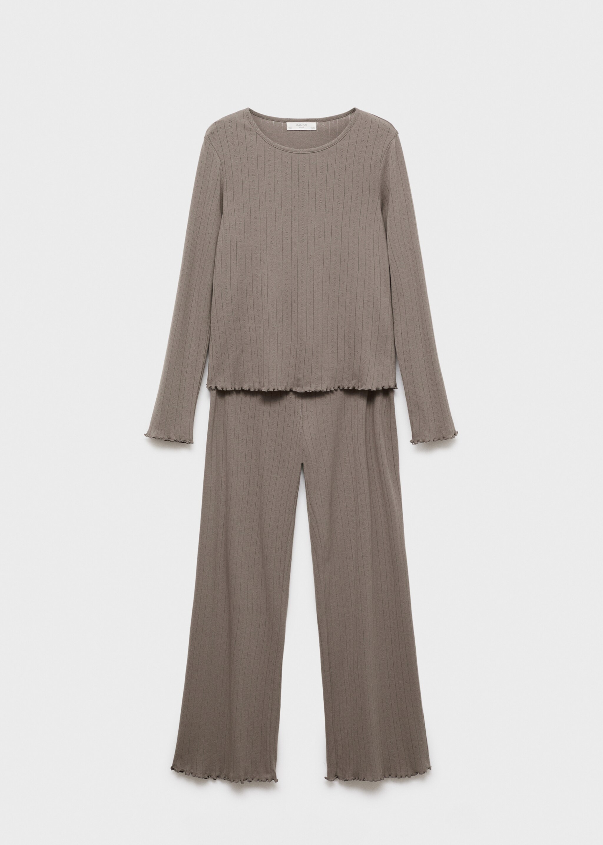 Two-piece pajamas made of unbleached cotton - Article without model, Medium Brown. Ref: 17074109-00.