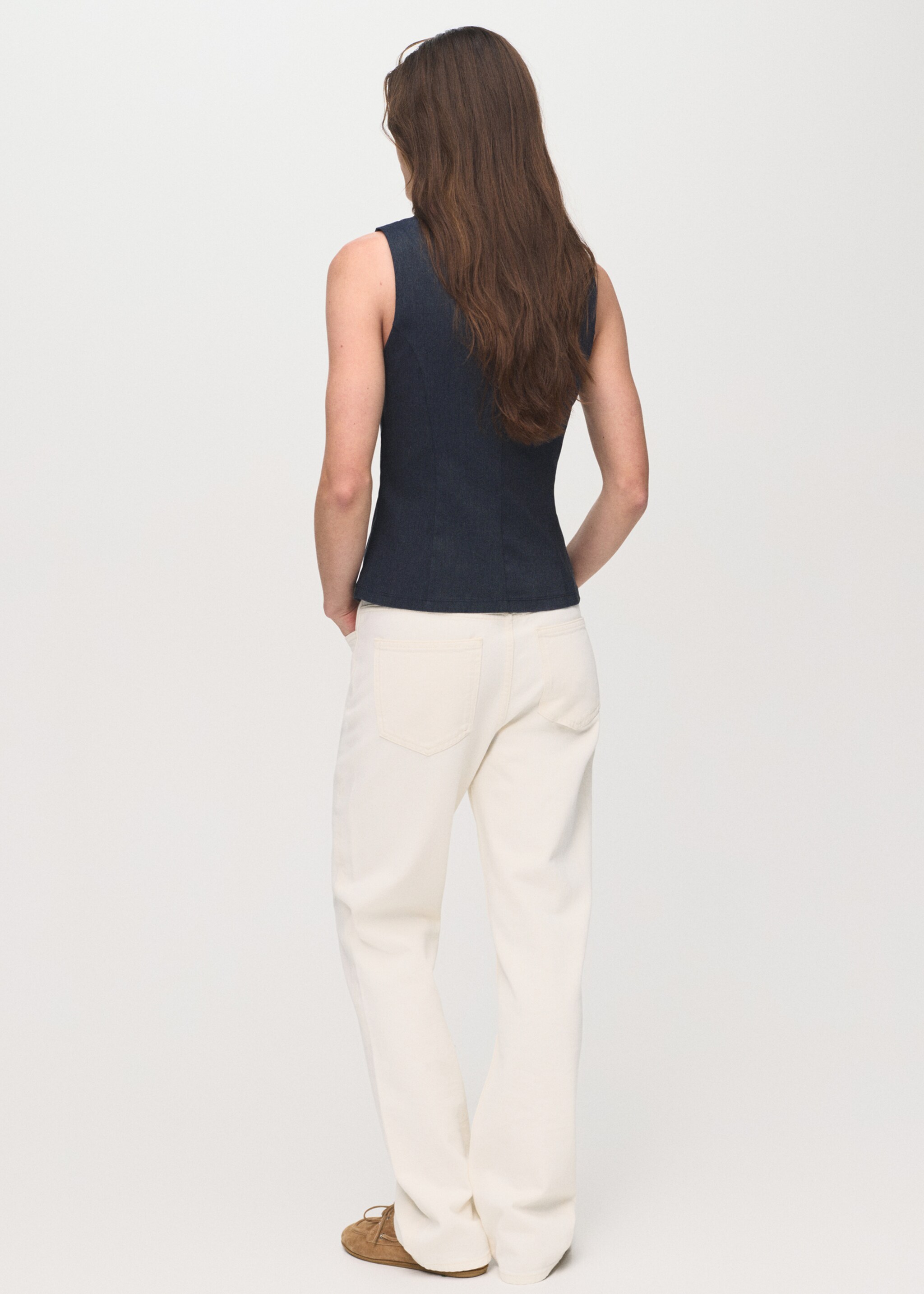 Denim effect top with ties - Reverse of the article
