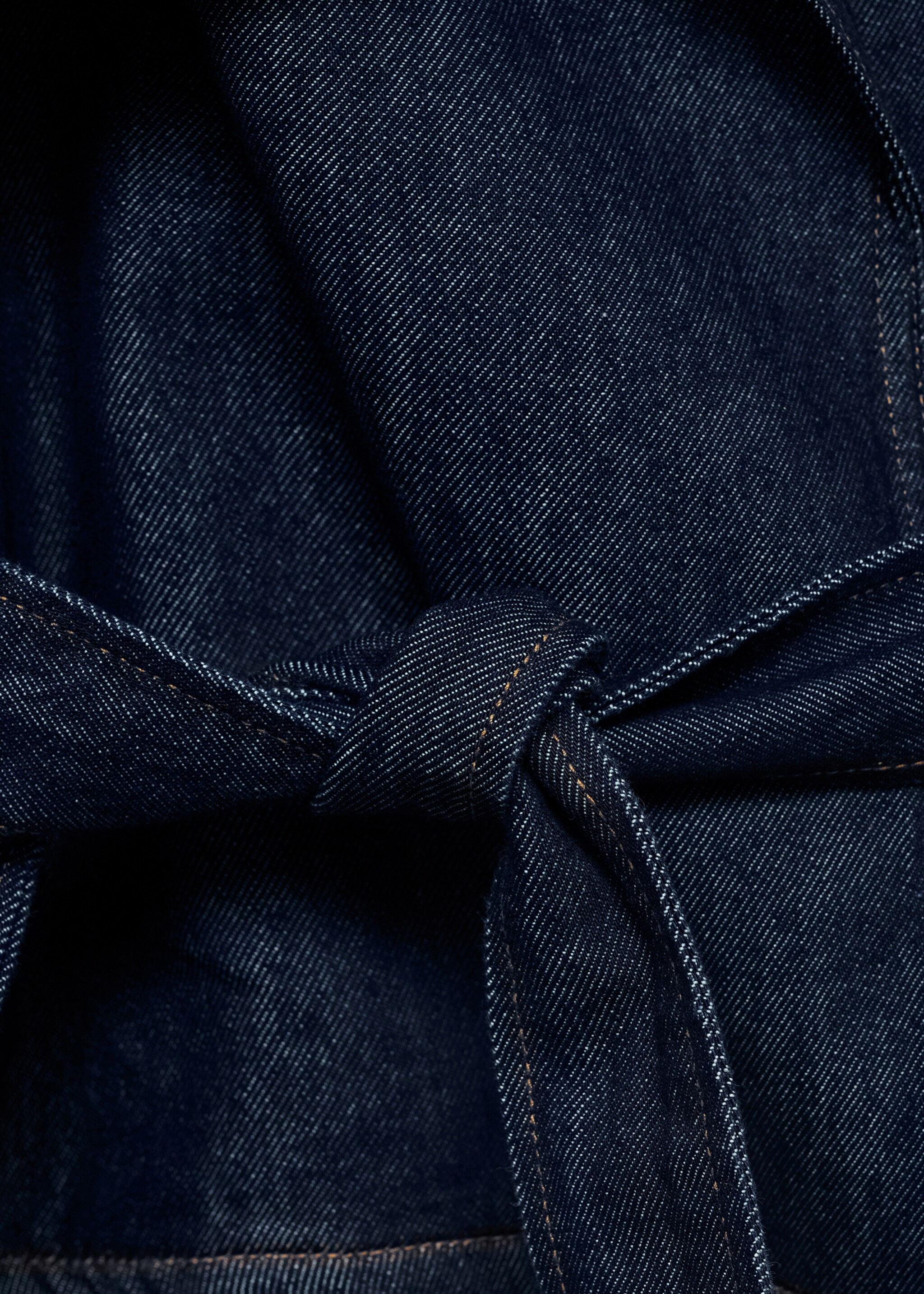 Short denim trench coat with belt - Details of the article 0, Open Blue. Ref: 17074118-00.