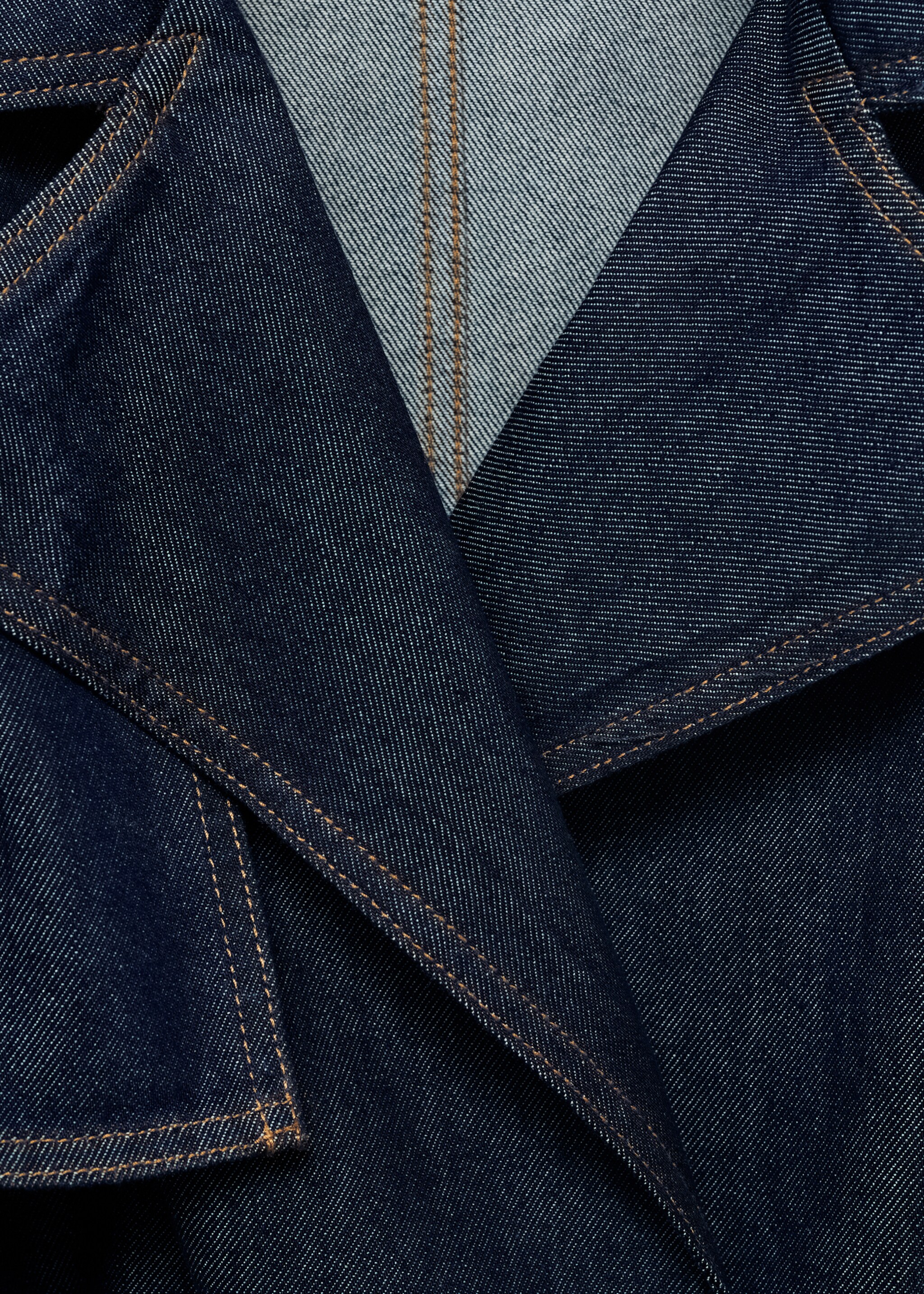 Short denim trench coat with belt - Details of the article 8, Open Blue. Ref: 17074118-00.
