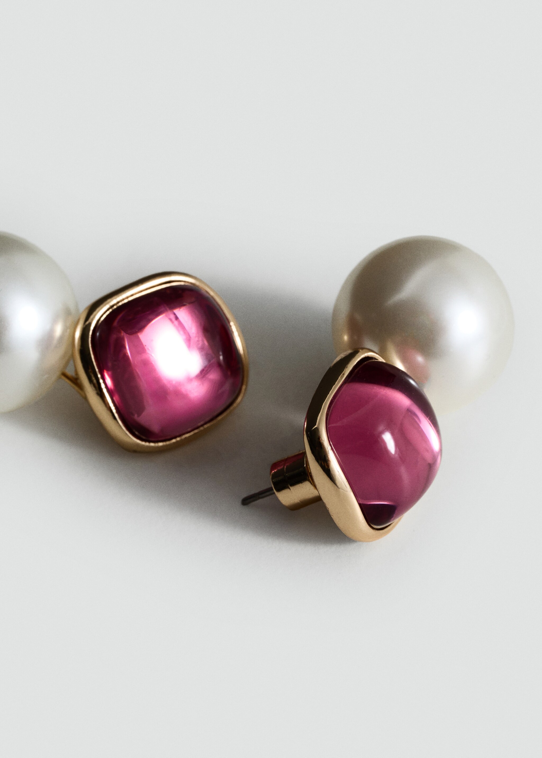 Combined pearl drop earrings - Medium plane