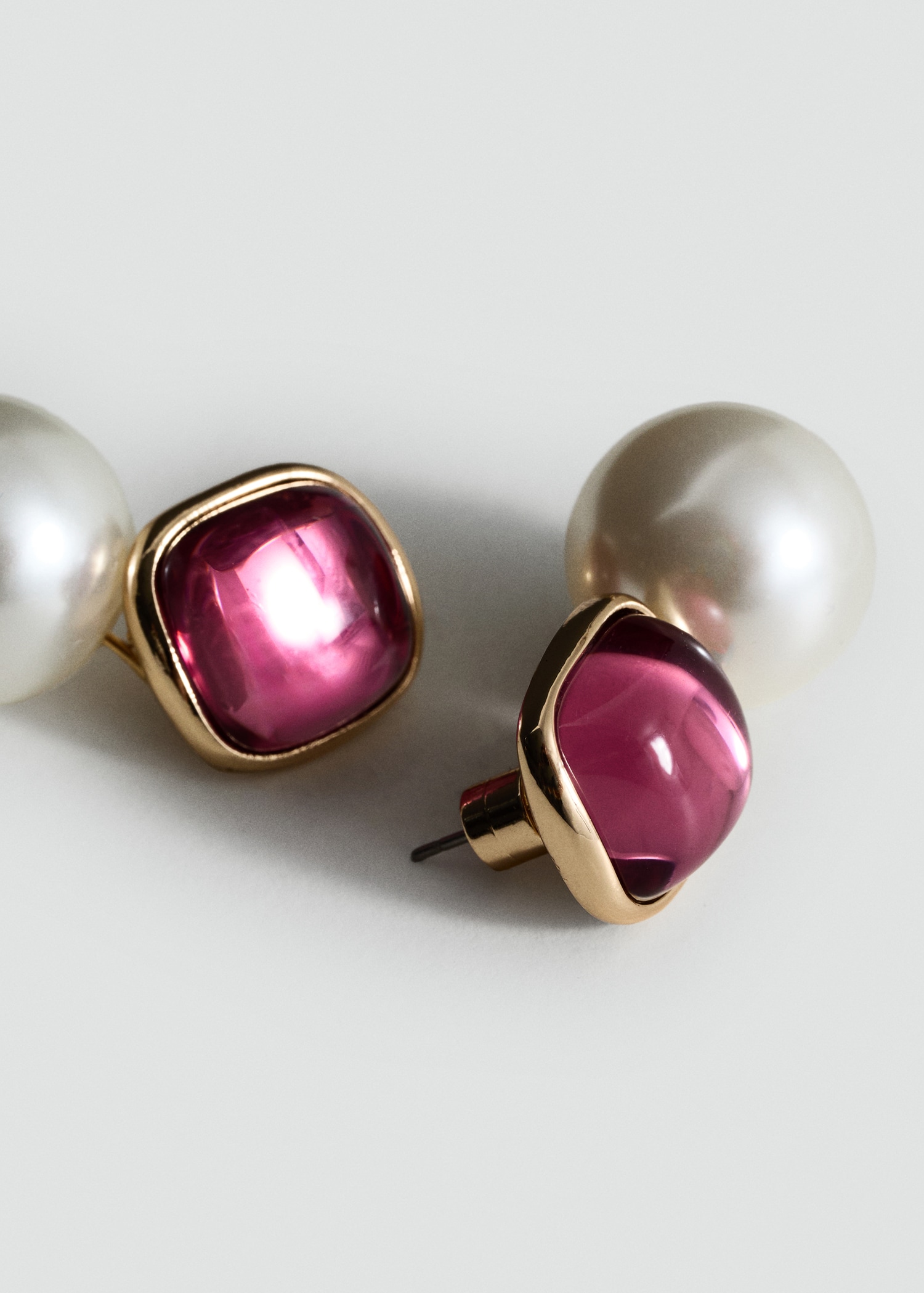 Combined pearl drop earrings - Medium plane