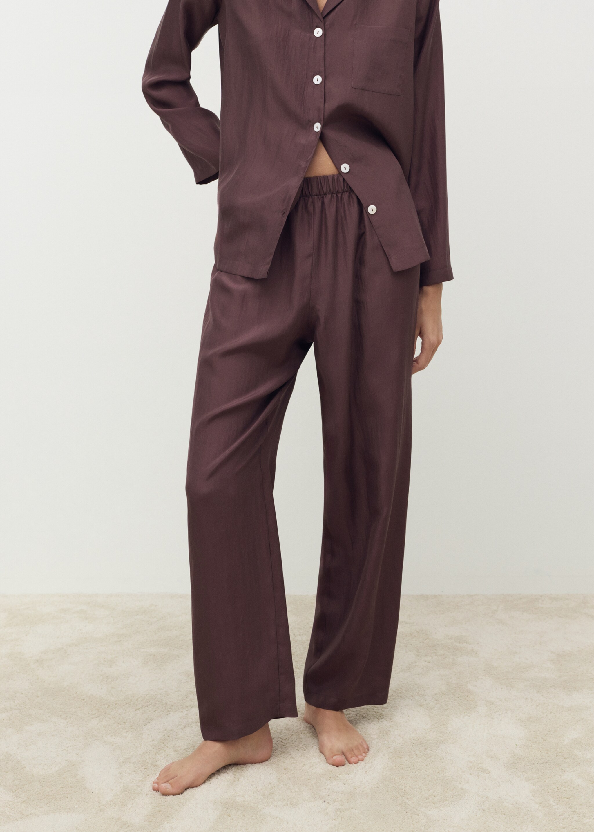 Long silk trousers - Medium plane, Blackberry. Ref: 17074126-00.