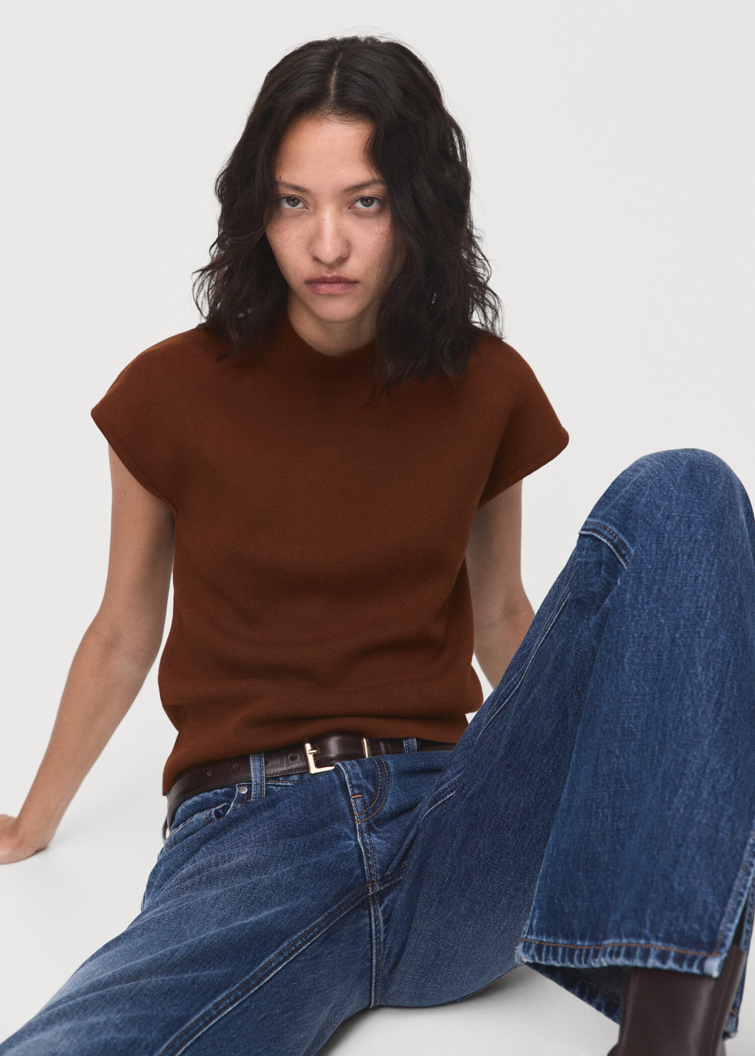 Pull-over maille fine manches courtes - Plan moyen