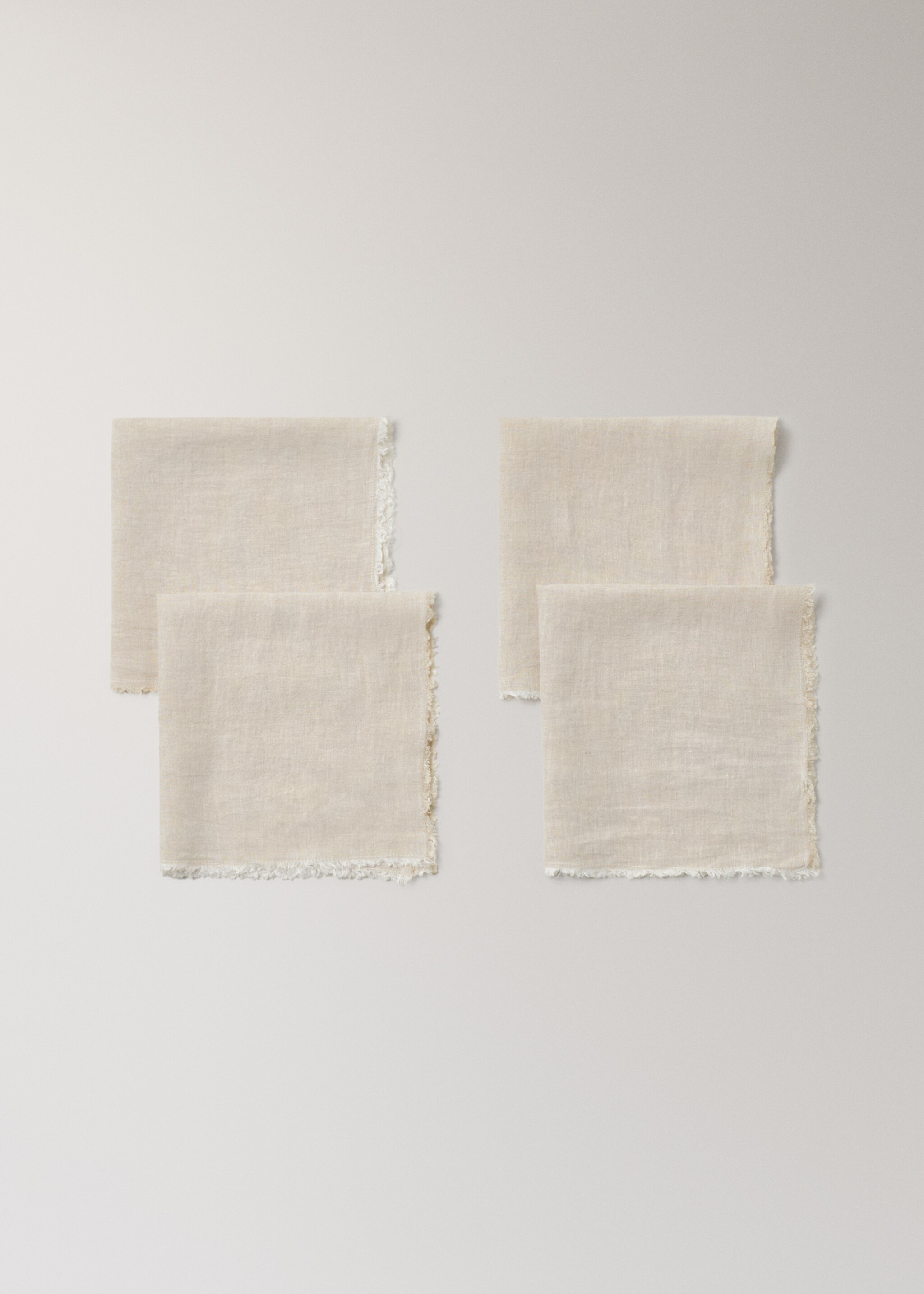 Linneservetter med fransad kant - Detaljer om artikeln 1, Ljus/pastellbrun. Ref: 17074130-00.