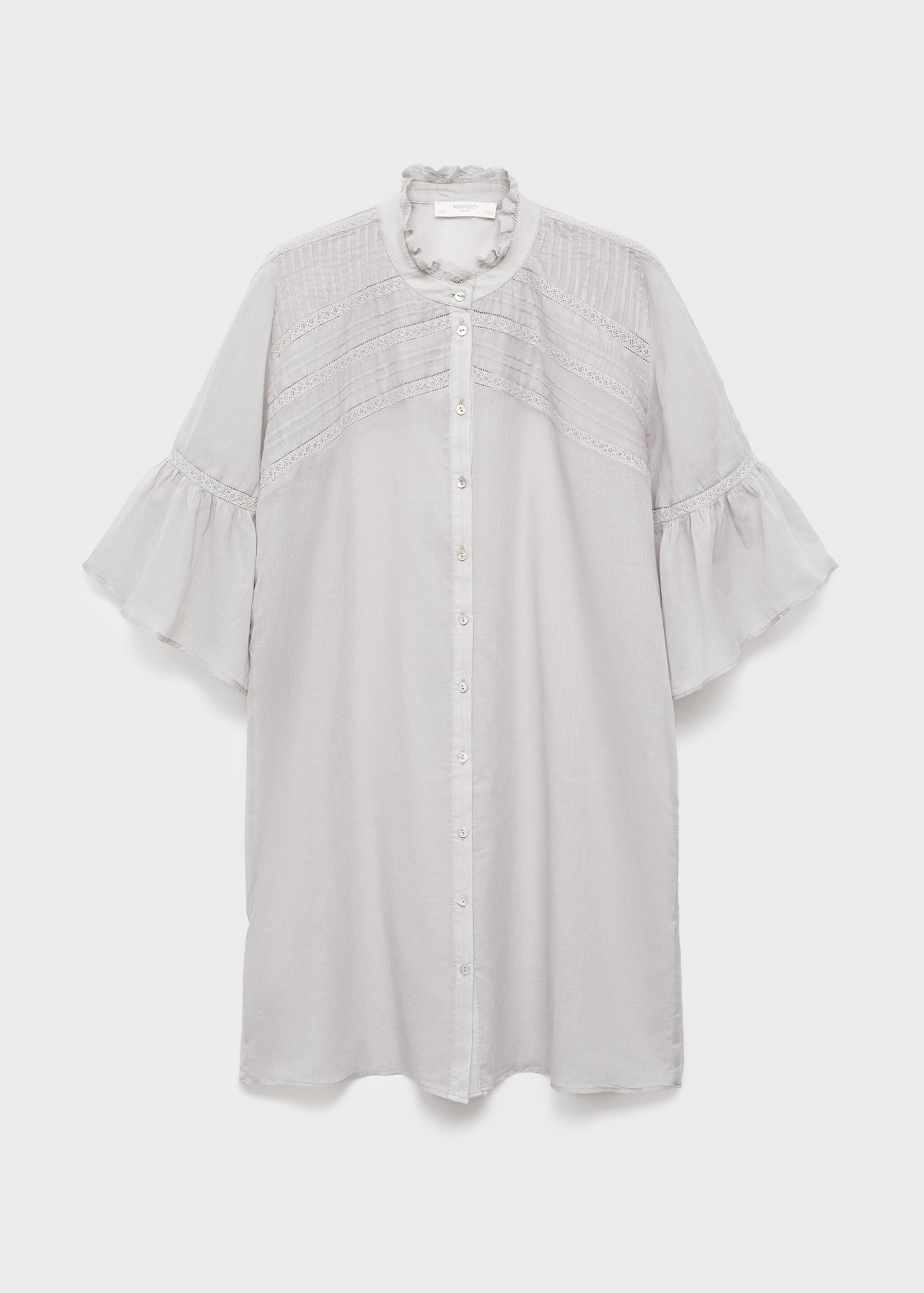 Short-sleeved cotton nightdress - Article without model, Light/Pastel Grey. Ref: 17074131-00.