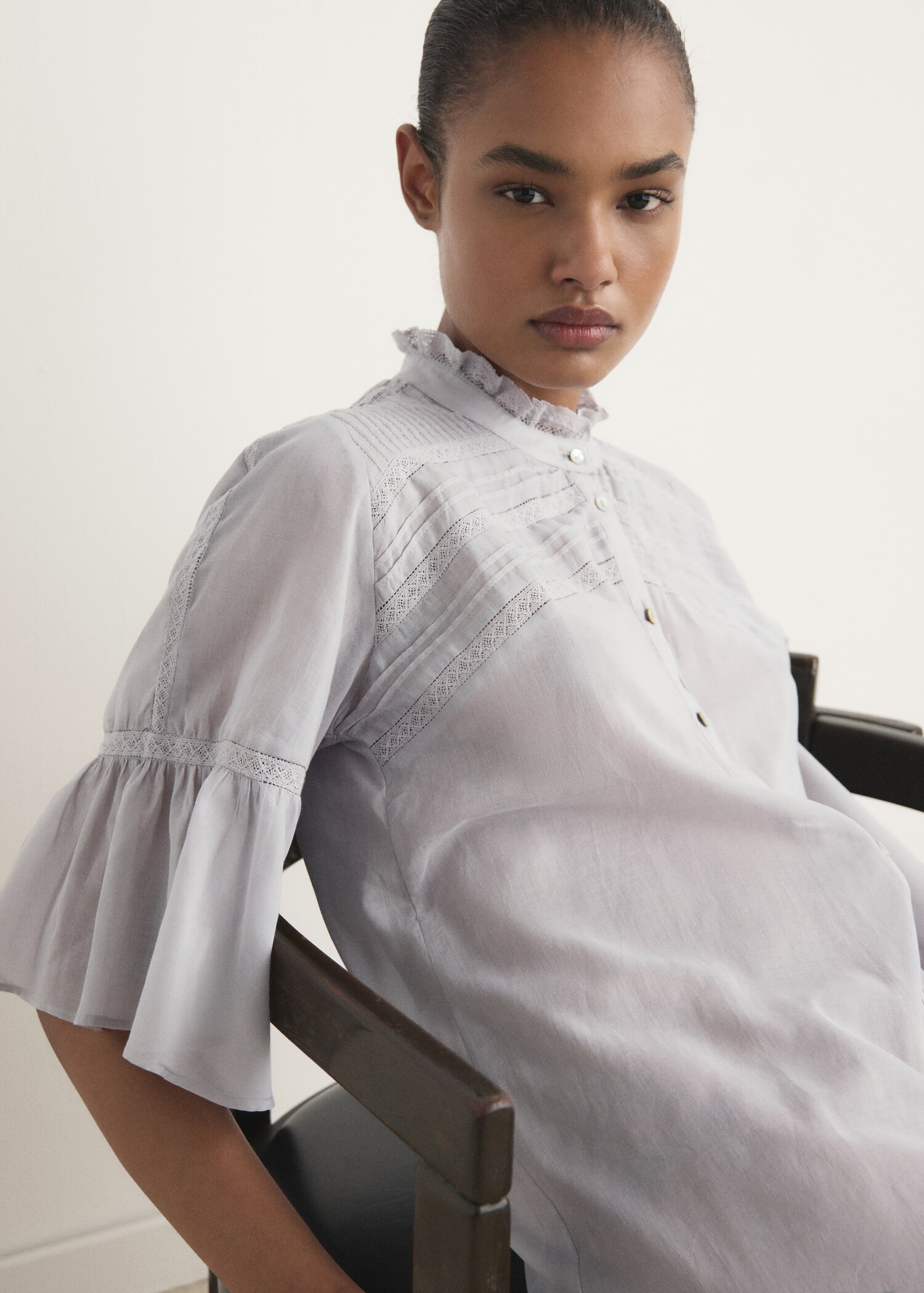Short-sleeved cotton nightdress - Details of the article 2