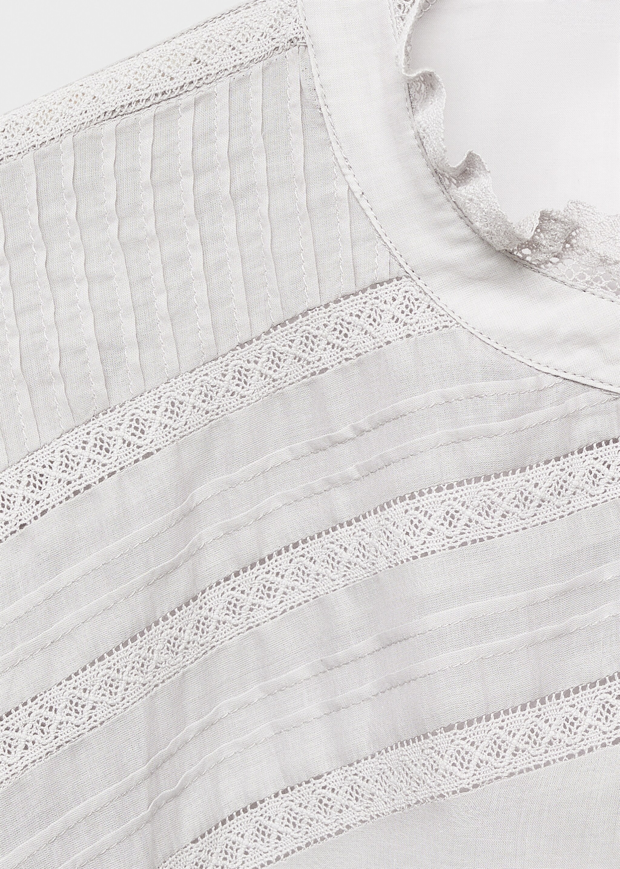 Short-sleeved cotton nightdress - Details of the article 8, Light/Pastel Grey. Ref: 17074131-00.
