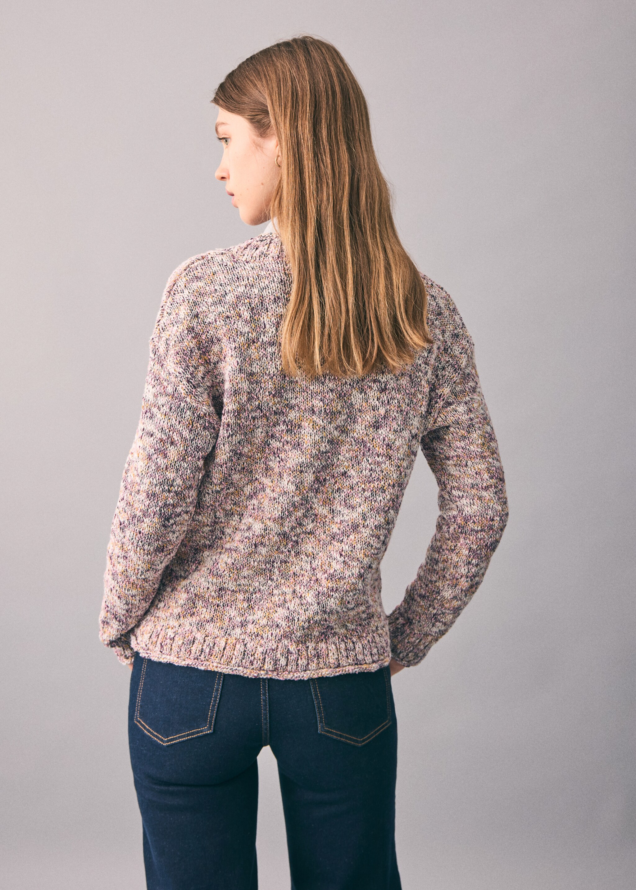 Flecked sweater - Reverse of the article, Pastel Pink. Ref: 17074137-00.