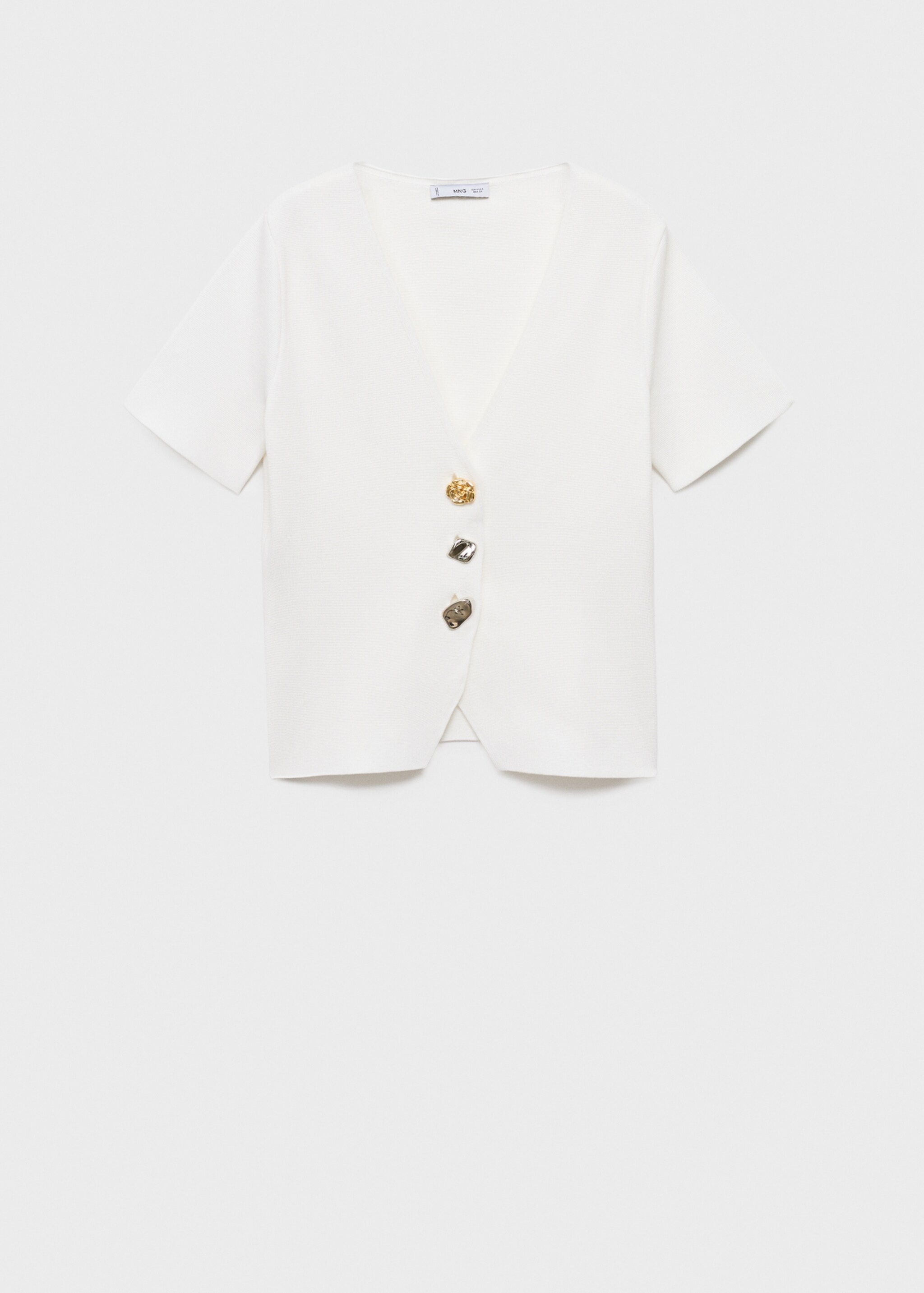 Knitted cardigan with jewel button - Article without model, White. Ref: 17074139-00.