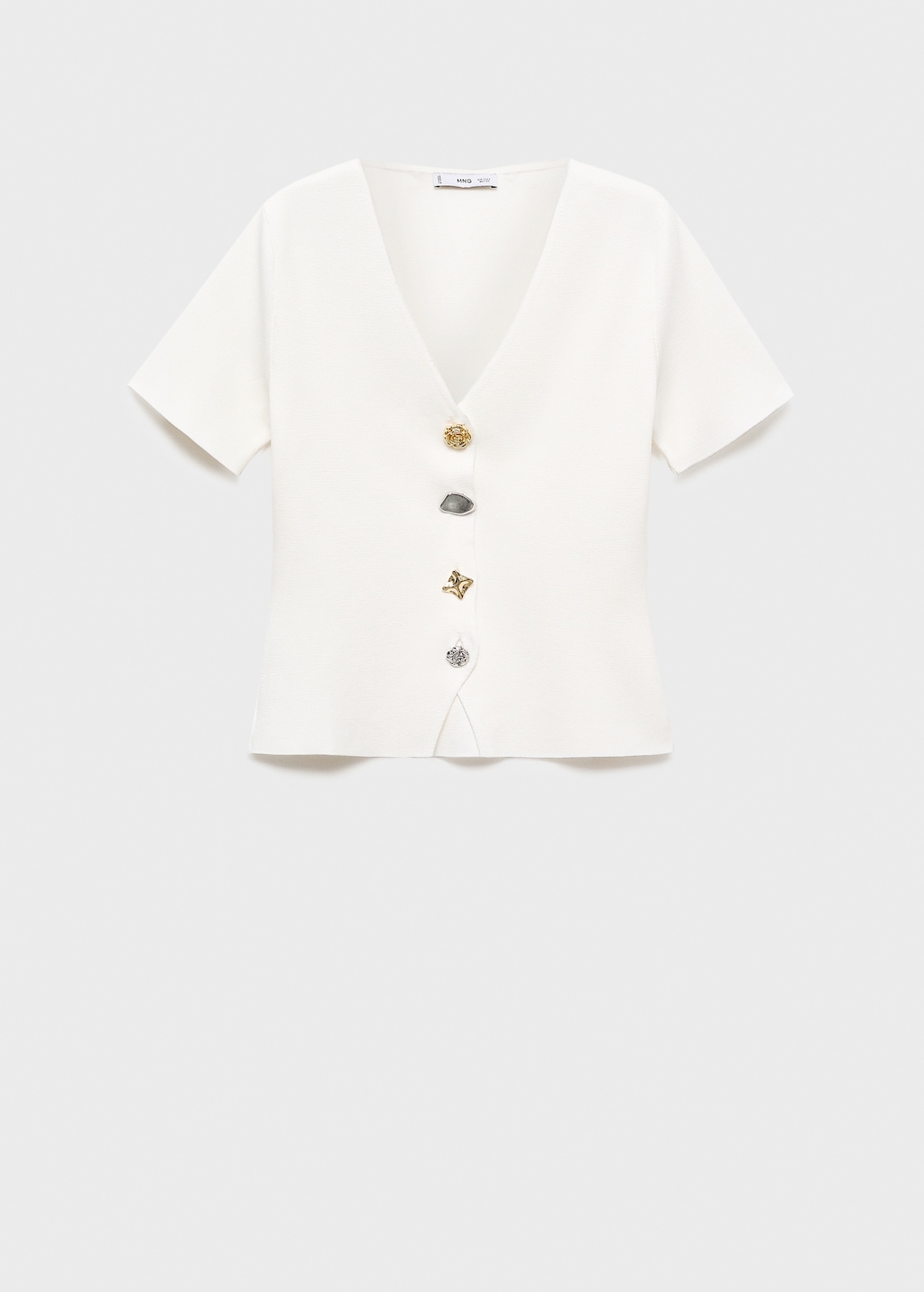 Knitted cardigan with jewel button