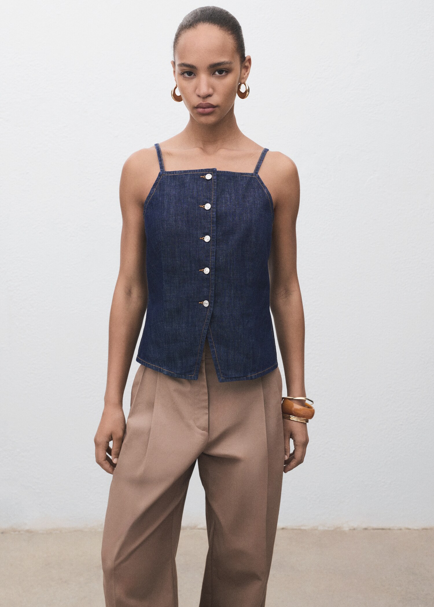 Buttoned denim top - Medium plane