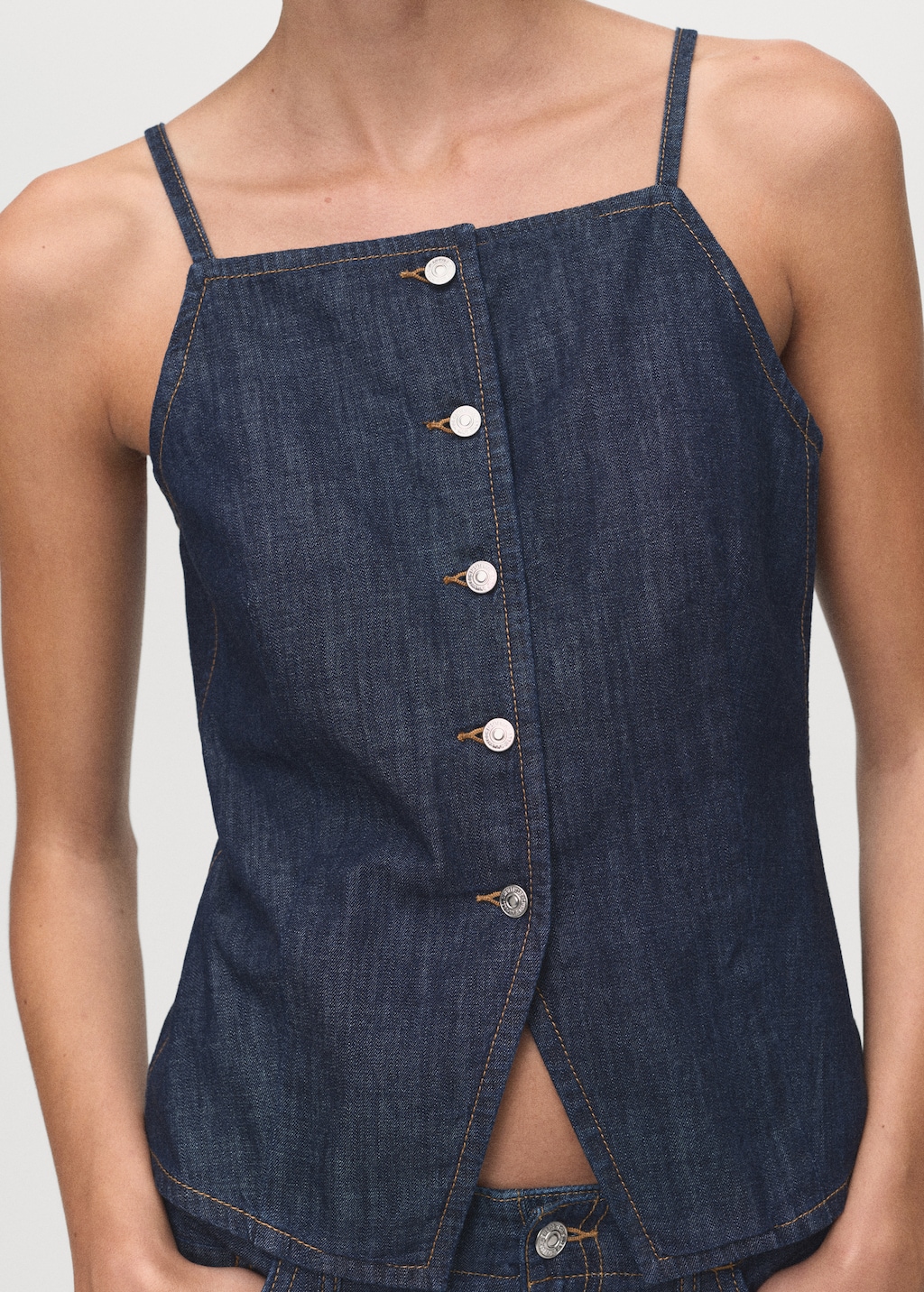Buttoned denim top