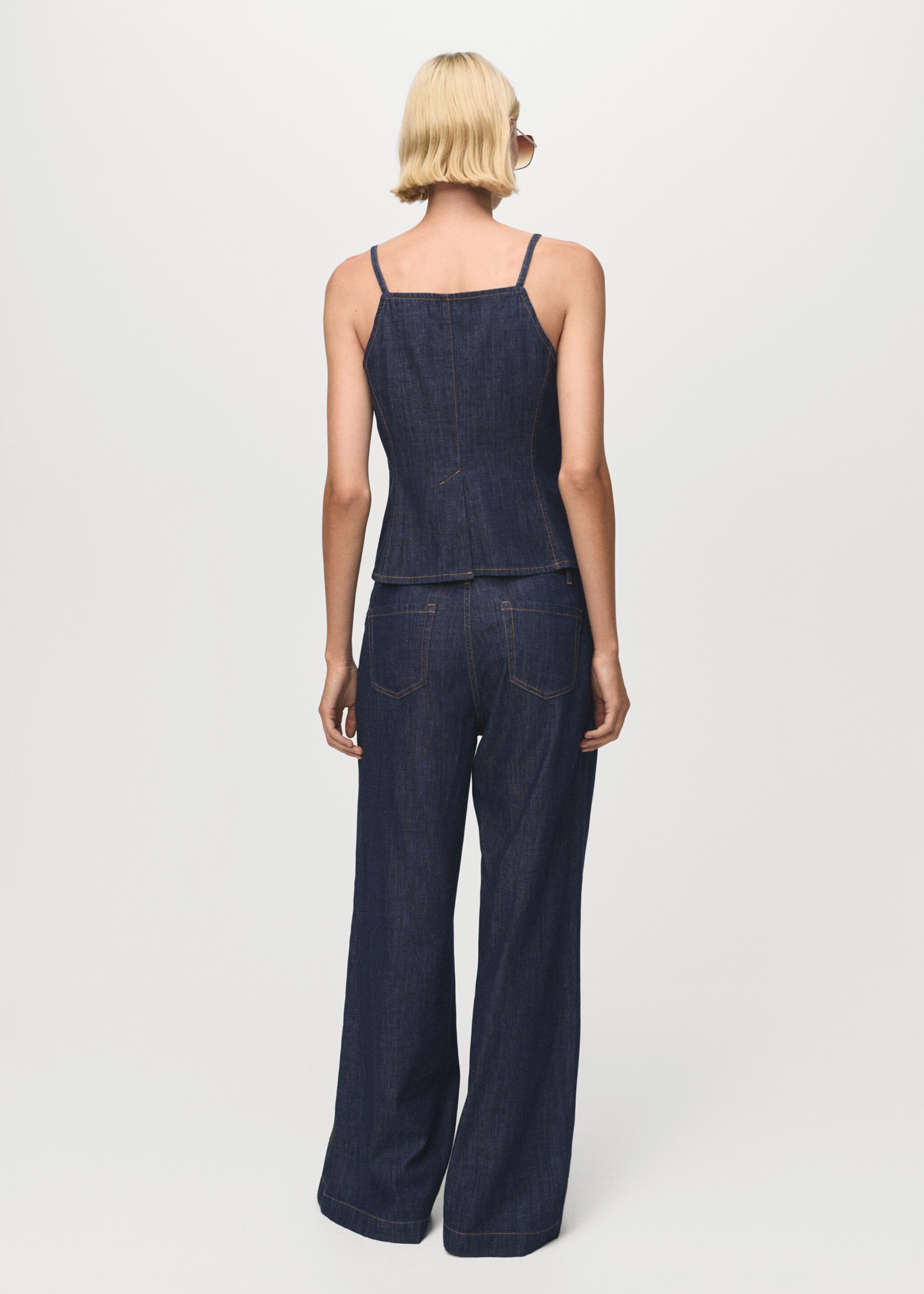 Top denim botons - Revers de l'article, Blau. Ref: 17074141-00.