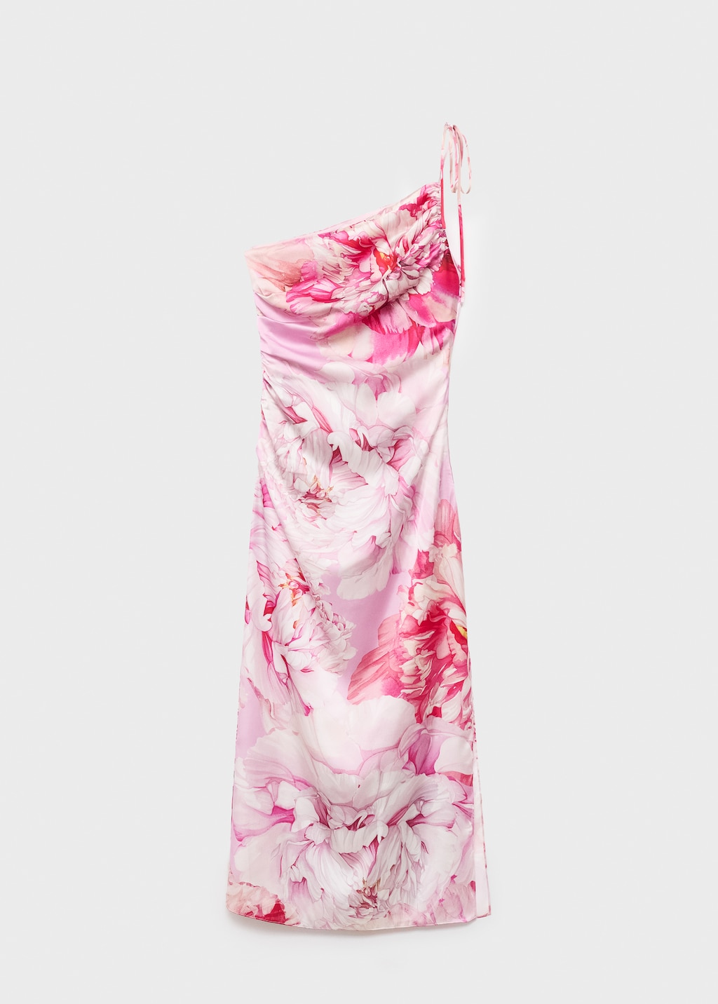 Floral asymmetrical satin dress