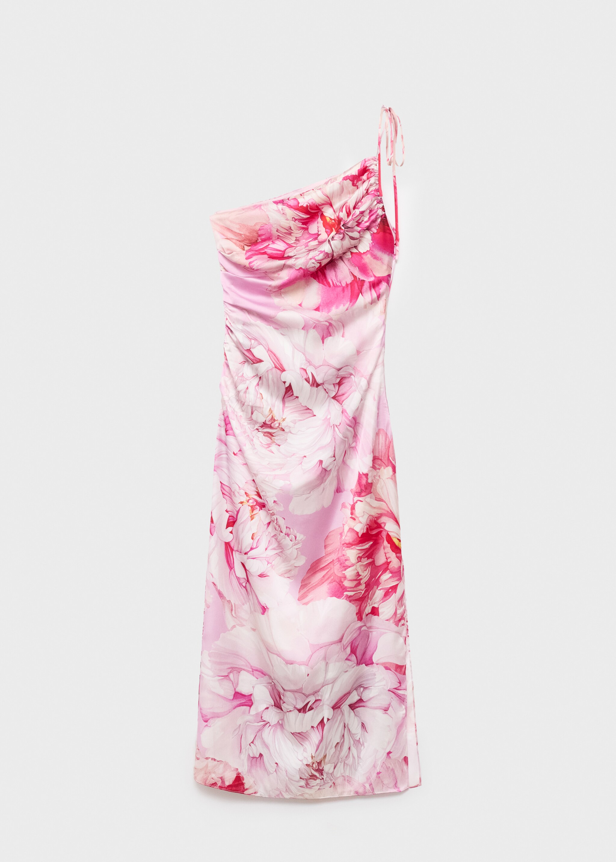 Floral asymmetrical satin dress - Article without model, Light/Pastel Purple. Ref: 17074144-00.