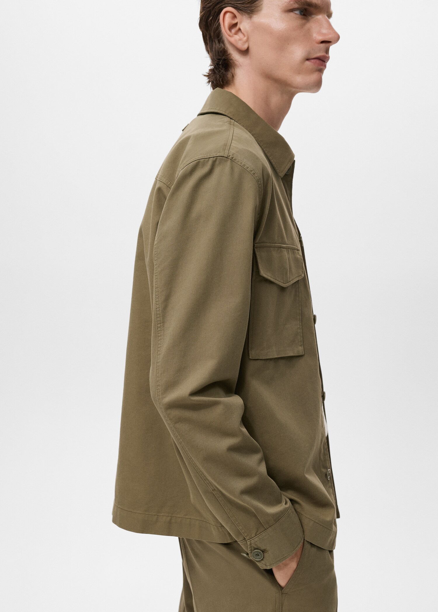 Straight cotton jacket with buttons - Details of the article 2