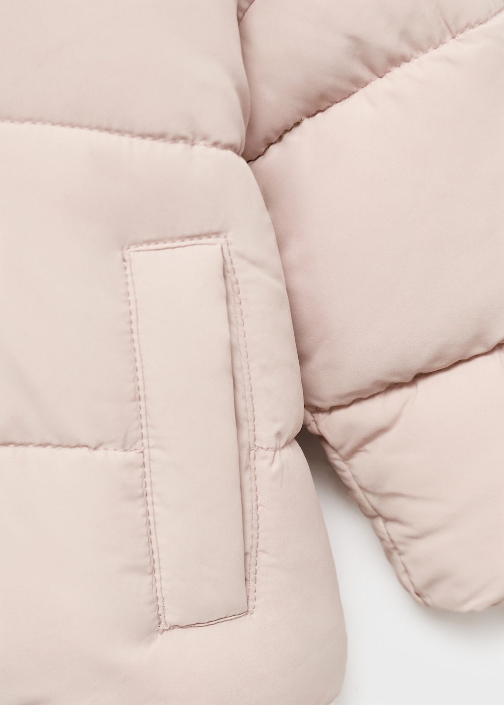 Padded anorak with fur-effect interior