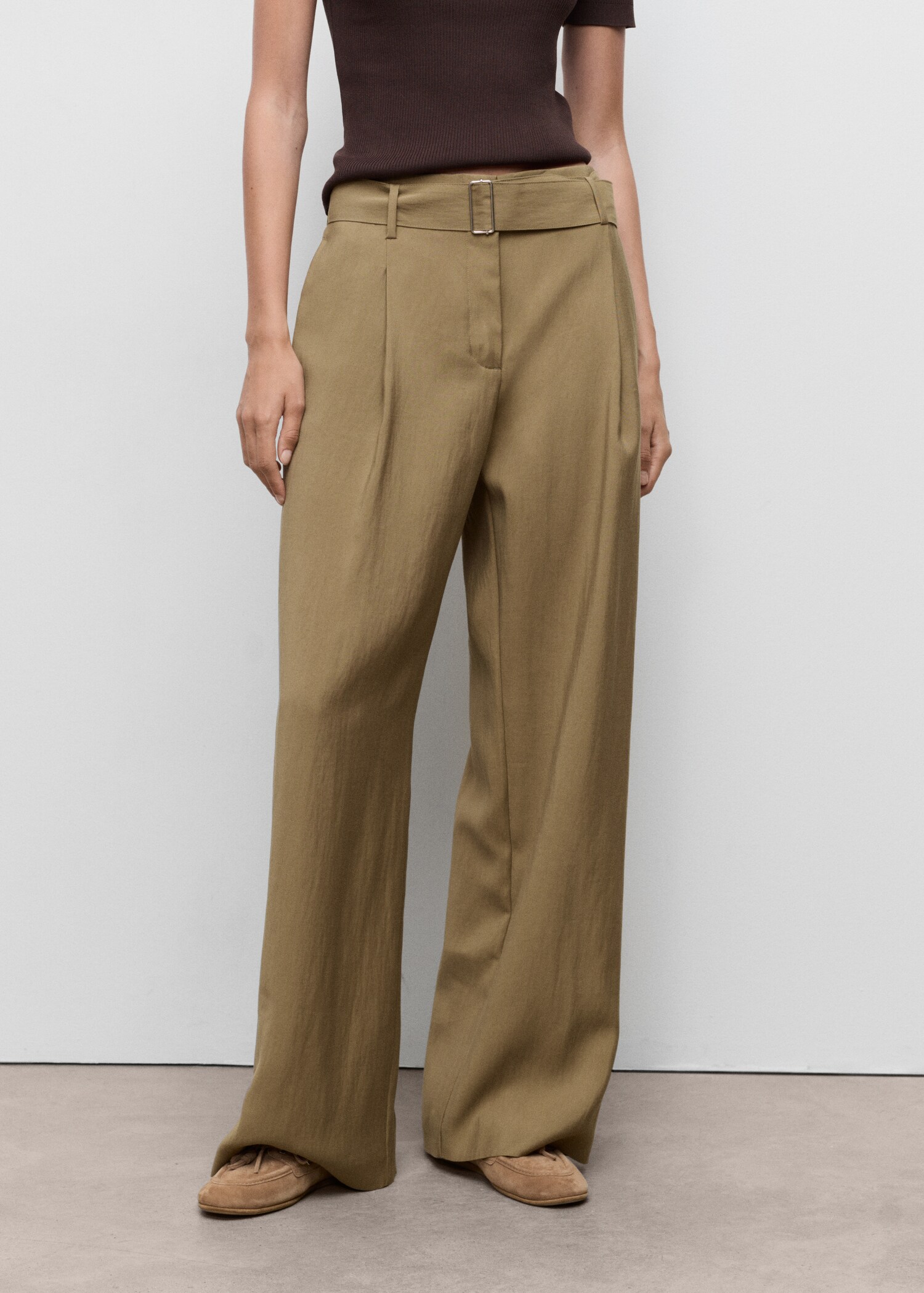 Paperbag trousers with belt - Medium plane