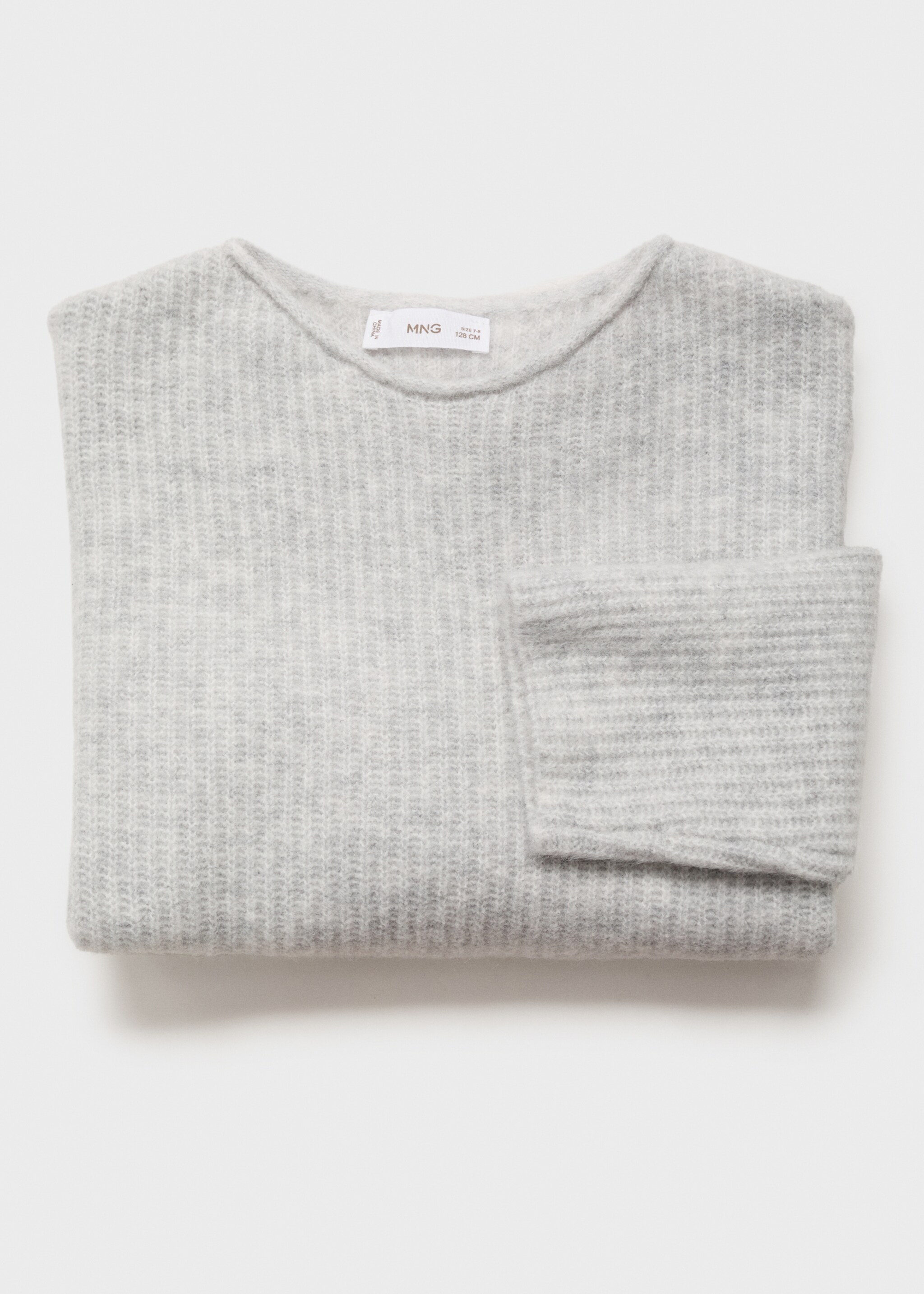 Knitted ribbed sweater - Details of the article 8, Light Heather Grey. Ref: 17074416-00.