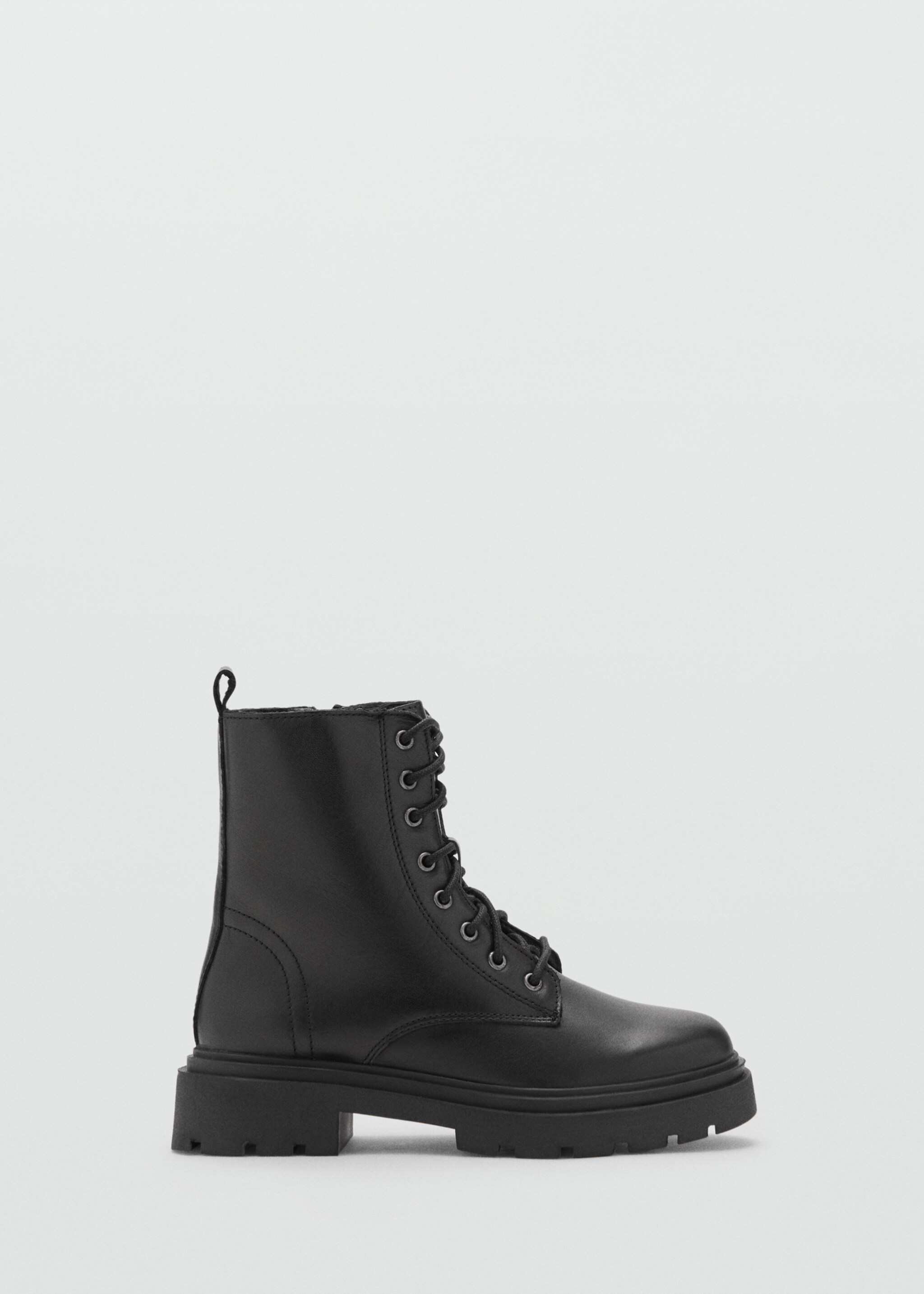 Bottines cuir lacets - Article sans modèle, Noir. Ref: 17074423-00.