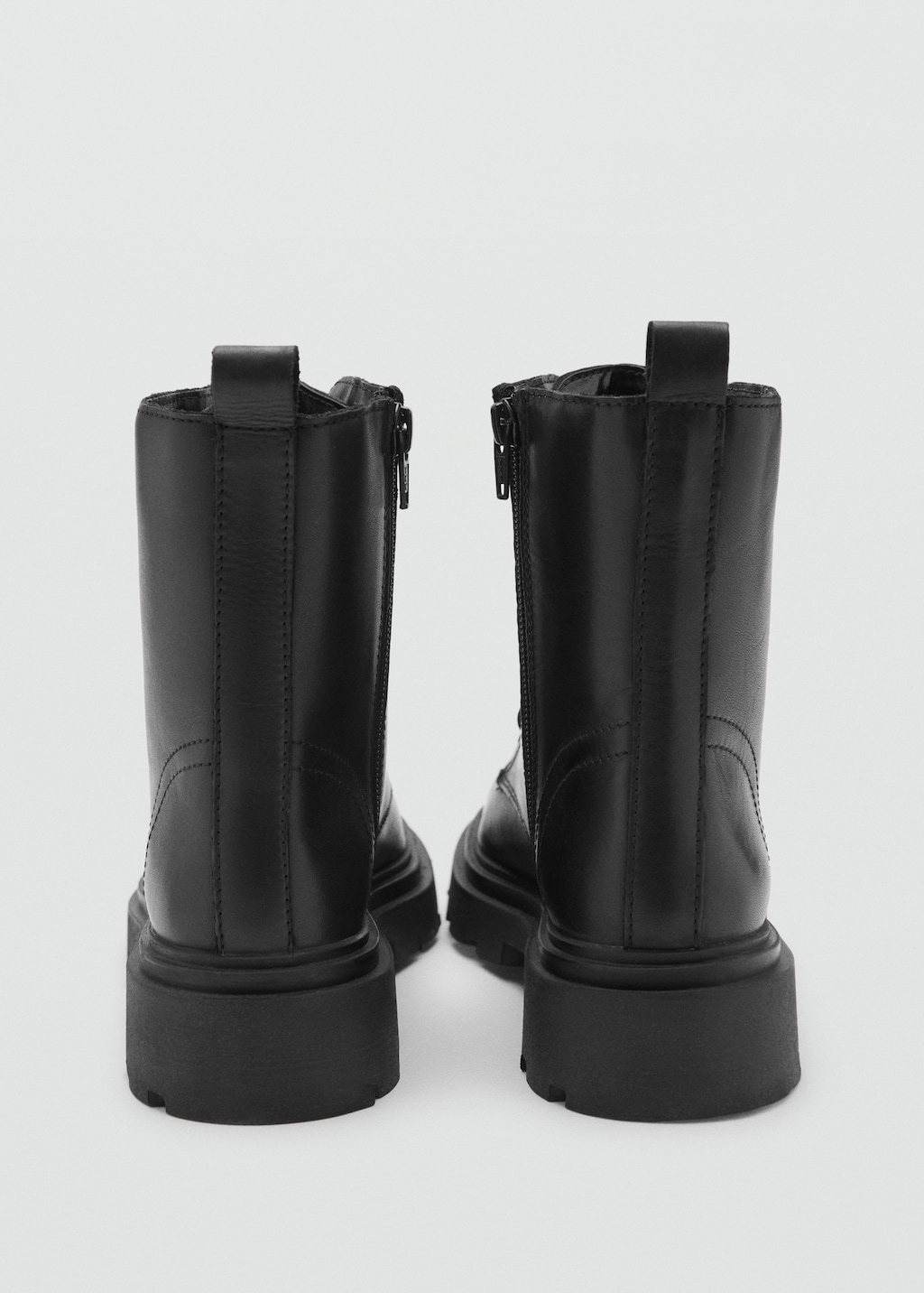 Lace-up leather ankle boots