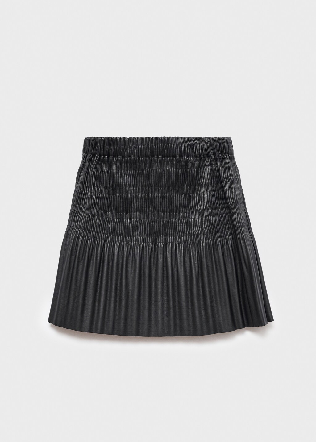 Pleated leather-effect skirt