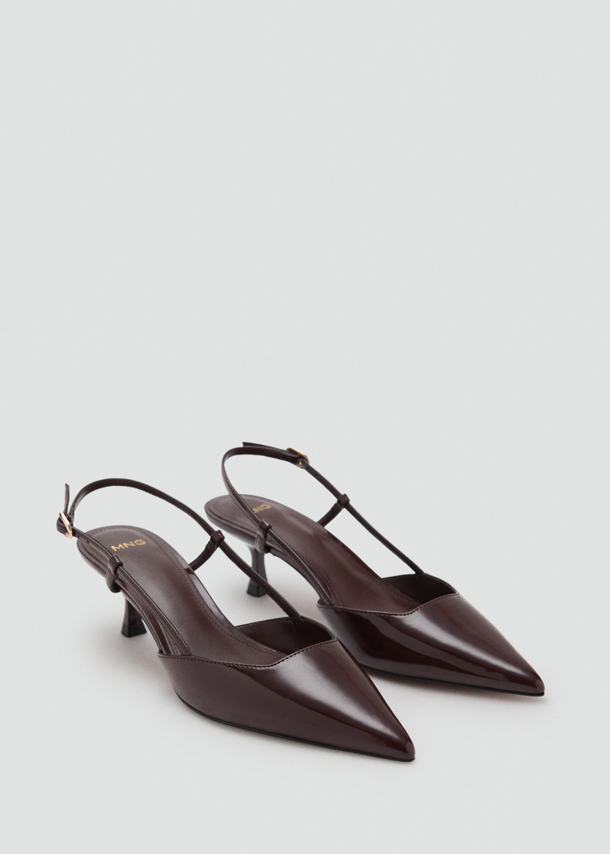 Kitten-heel patent leather shoes - Medium plane, Chocolate. Ref: 17074435-00.