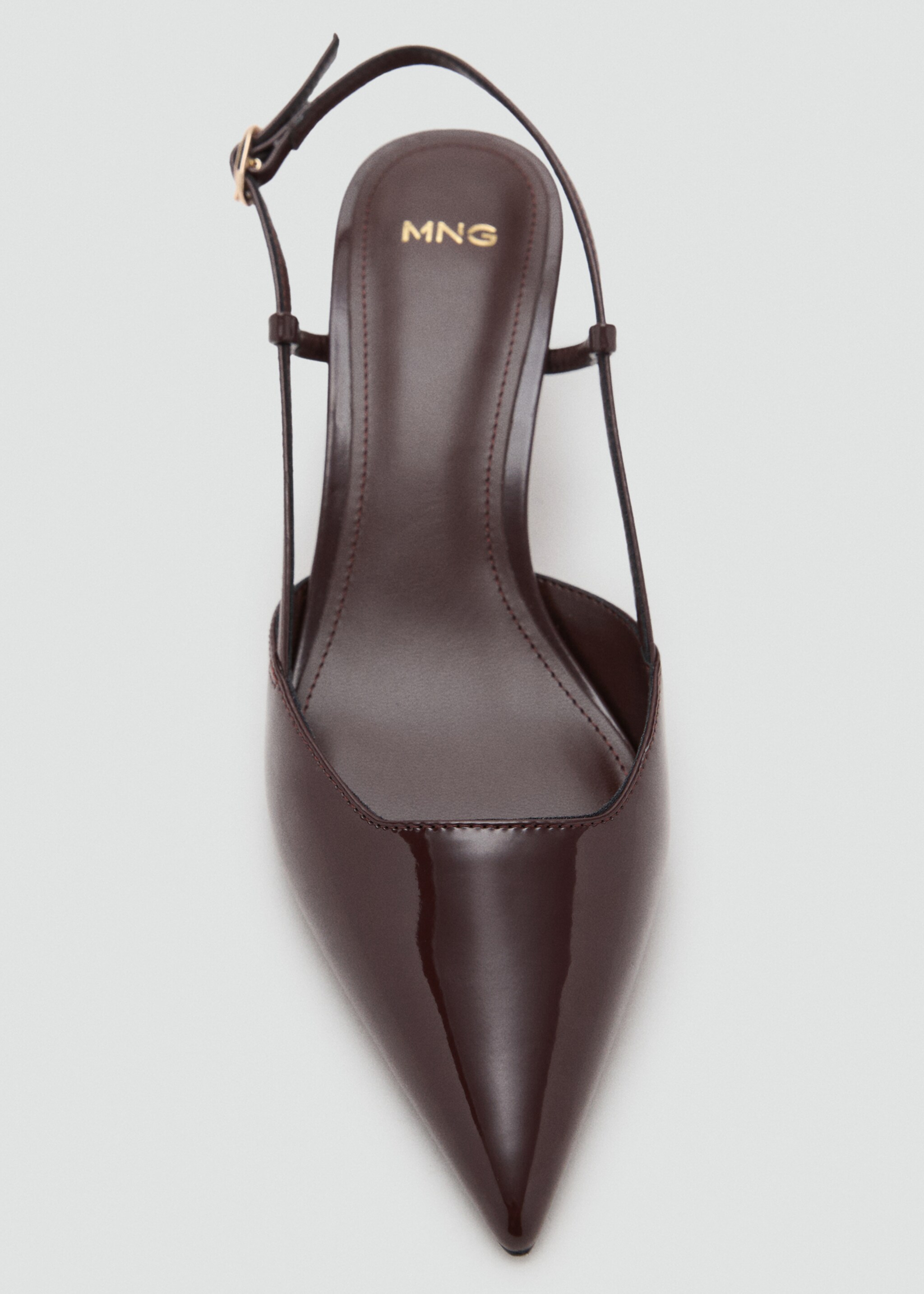 Kitten-heel patent leather shoes - Details of the article 2, Chocolate. Ref: 17074435-00.