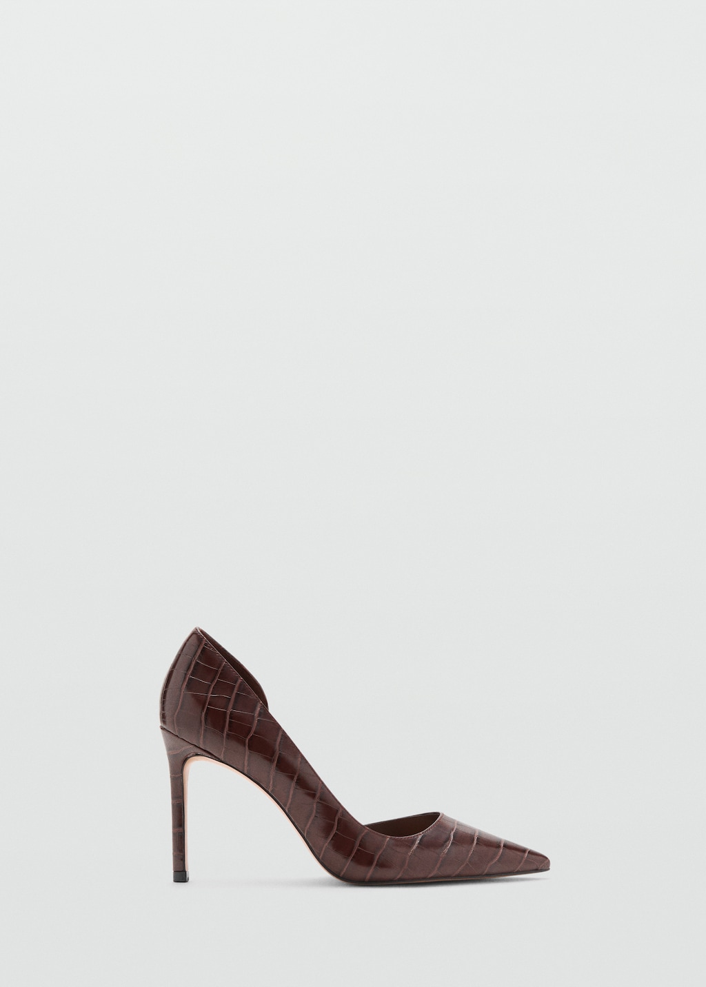 Asymmetrical croc-effect heeled shoes - image 5