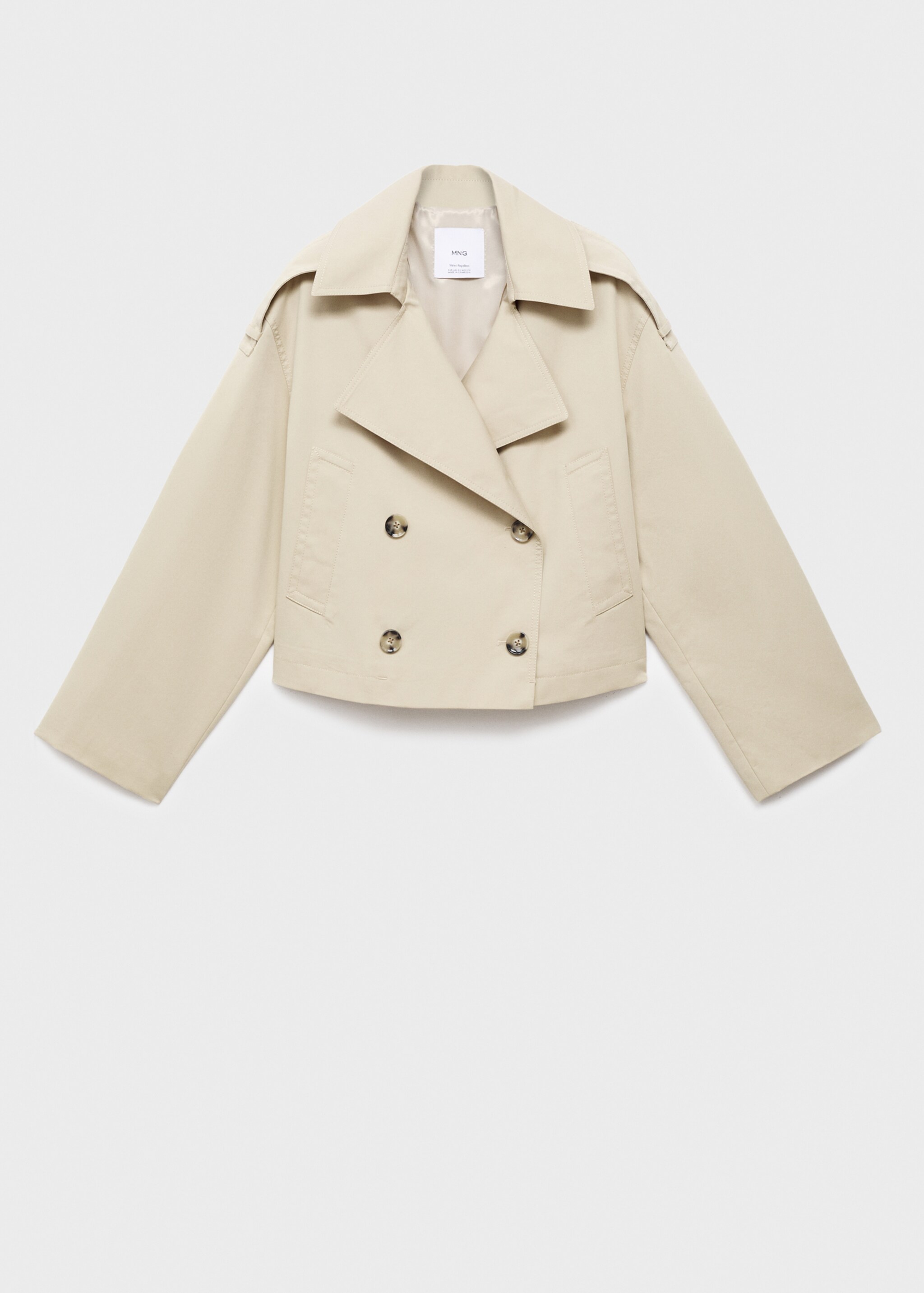 Double-breasted cropped trench coat - Article without model, Beige. Ref: 17074438-00.