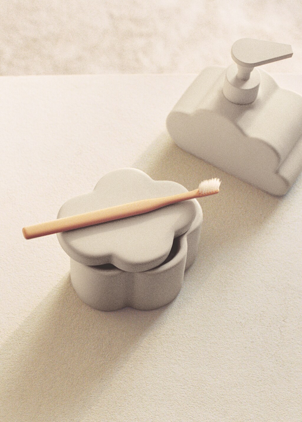 Cloud-shaped stoneware bathroom box