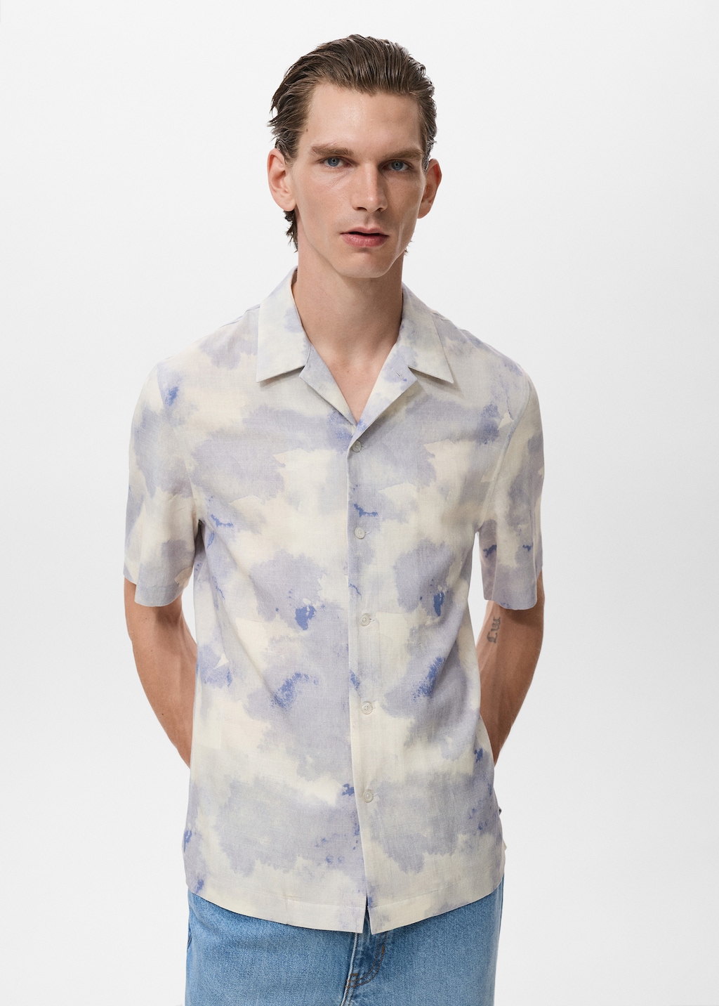 Printed bowling shirt