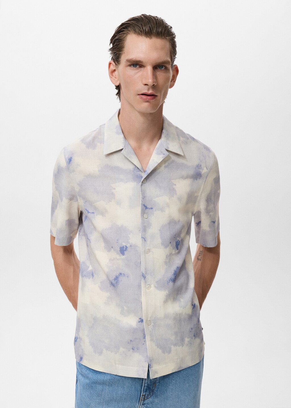 Printed bowling shirt