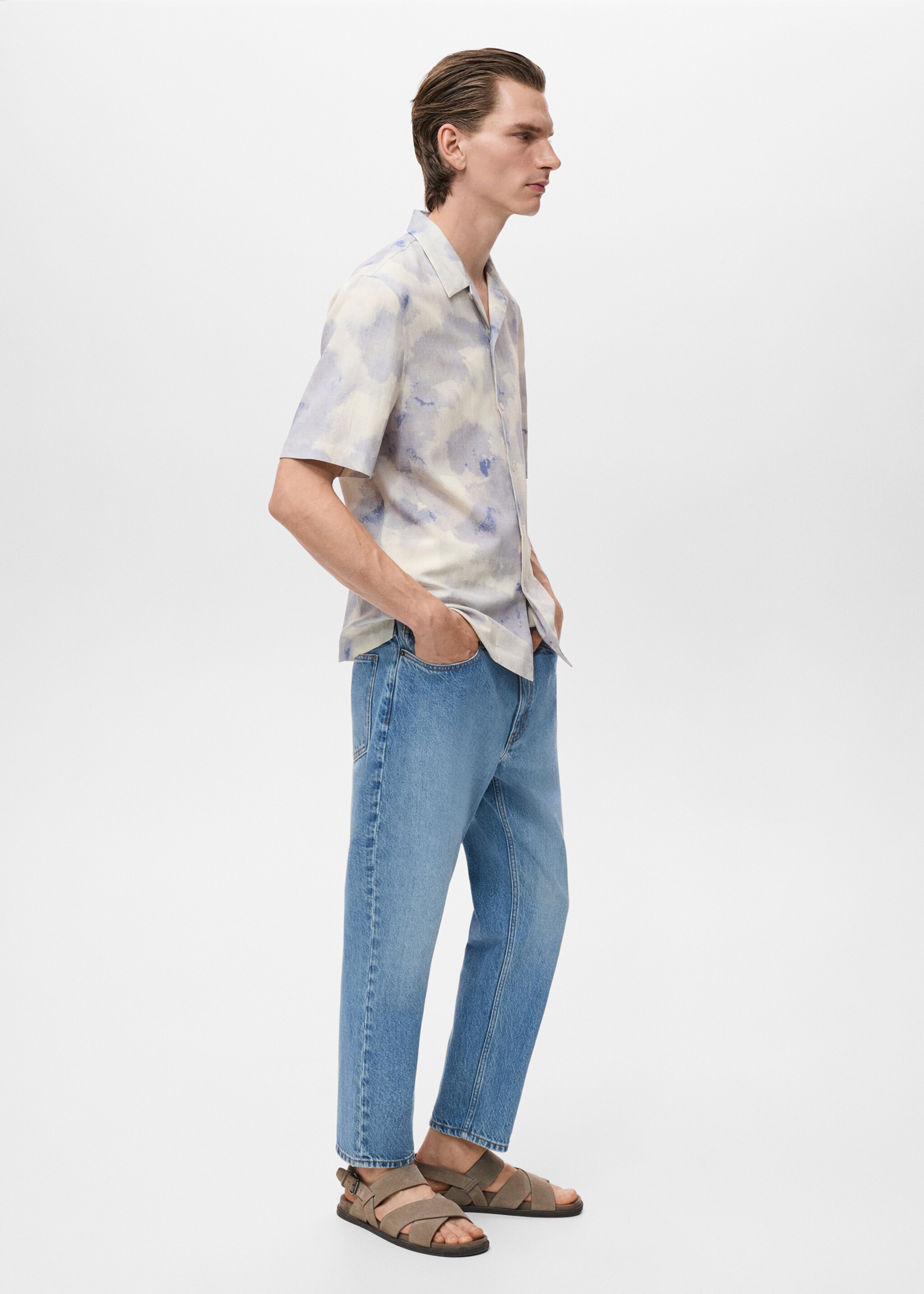Printed bowling shirt - Details of the article 2, Light/Pastel Grey. Ref: 17074447-00.