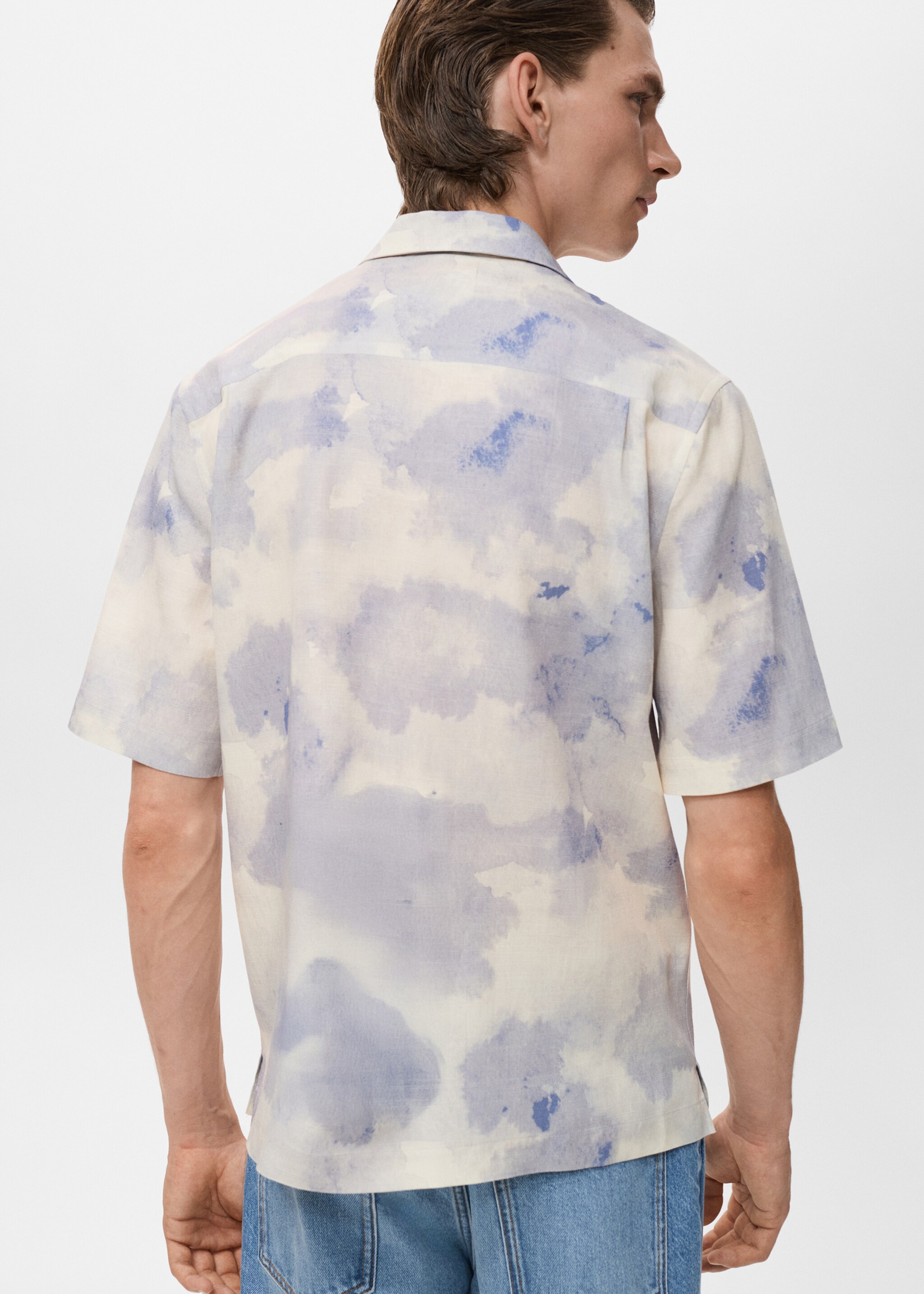 Printed bowling shirt - Reverse of the article, Light/Pastel Grey. Ref: 17074447-00.