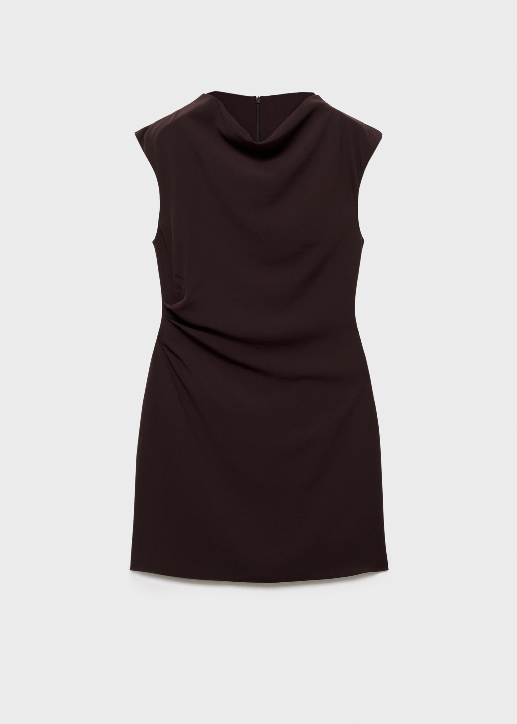 Korte jurk met draperende halslijn - Artikel zonder model, Chocoladebruin. Ref: 17074448-00.