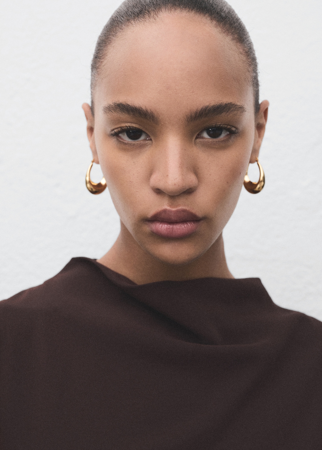 Ruched dress with draped neckline