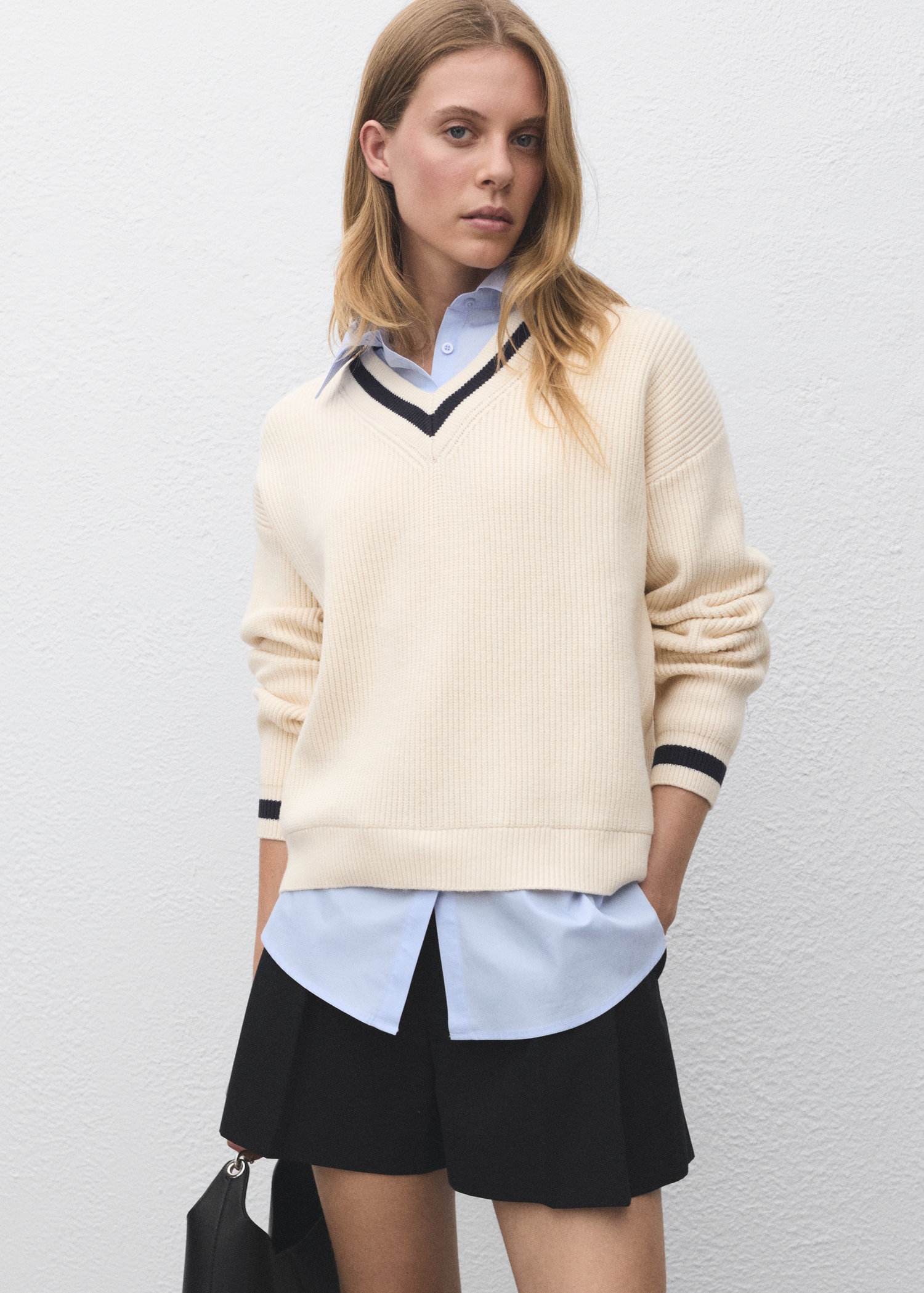 Pullover mit Hemdeinsatz - Mittlere Ansicht