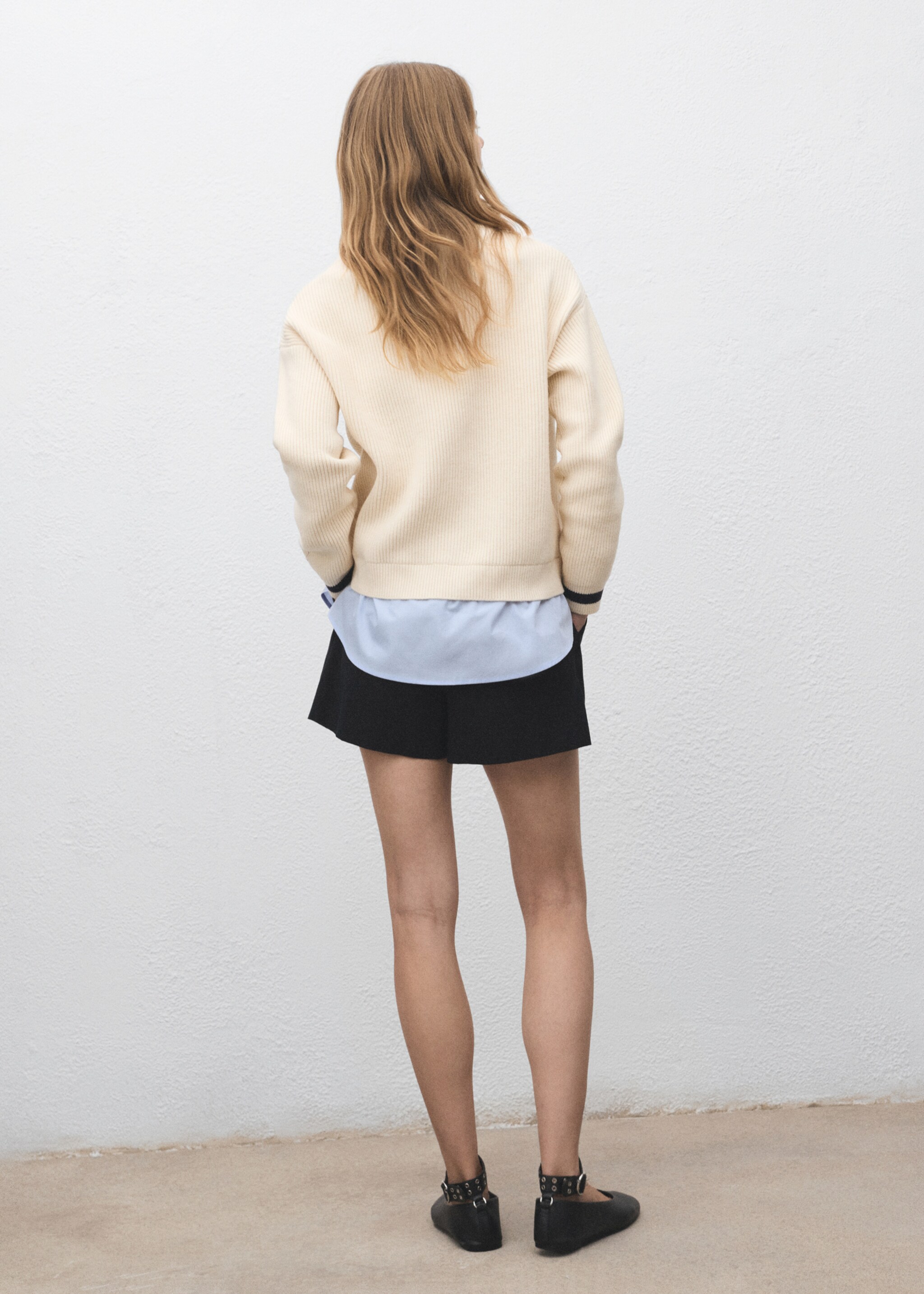 Jersey camisa combinado - Reverso del artículo, Beige. Ref: 17074775-00.