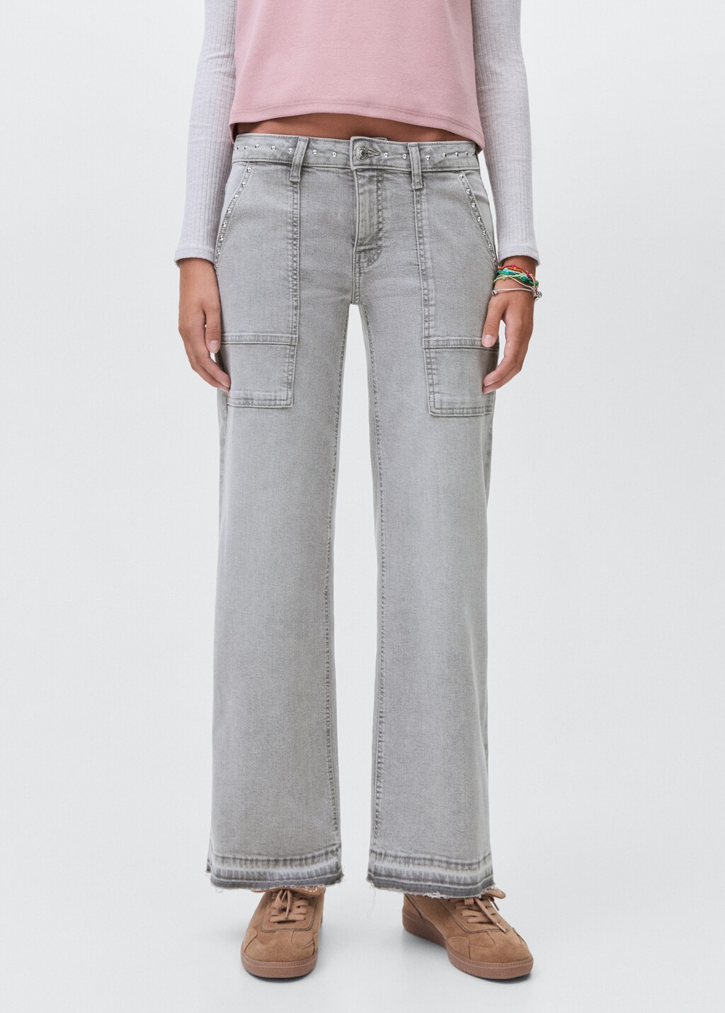 Studded culotte jeans