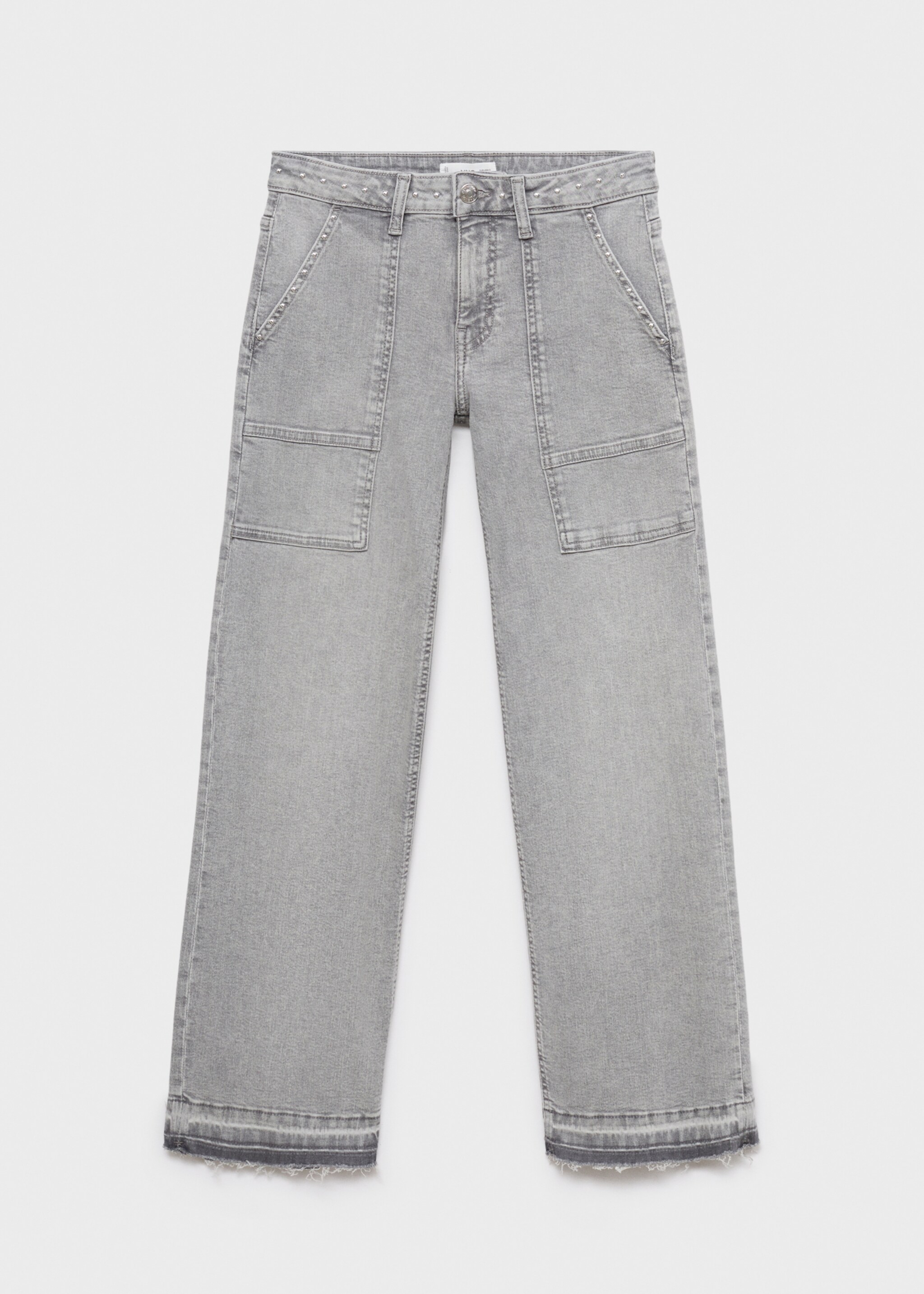 Studded culotte jeans - Article without model, Denim Grey. Ref: 17074777-00.