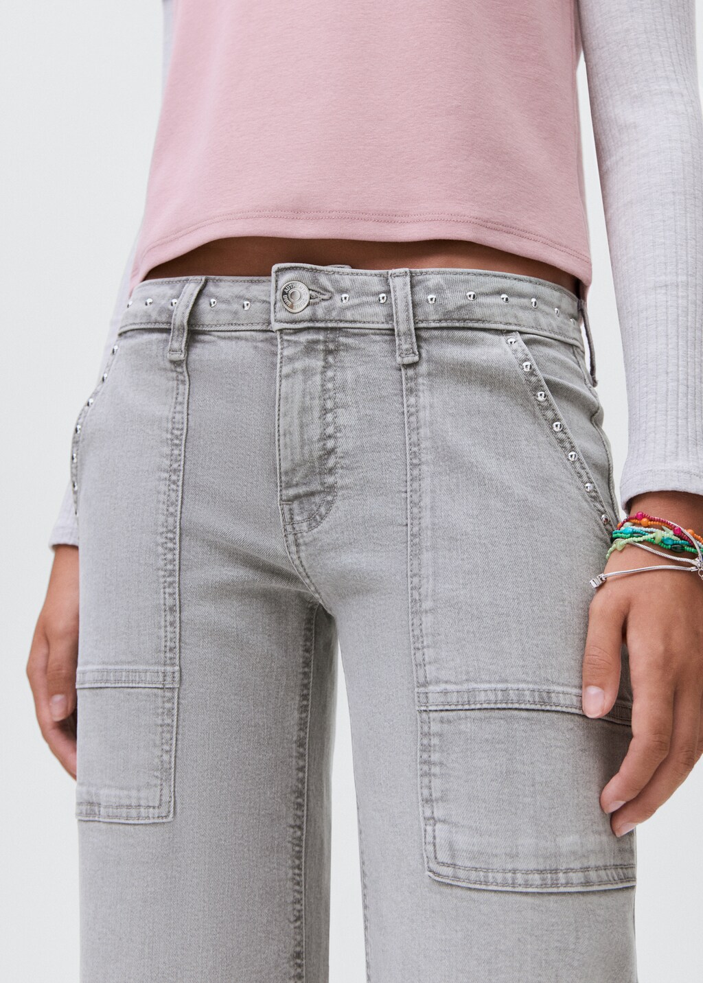 Studded culotte jeans