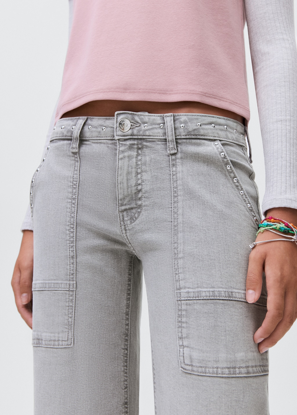 Studded culotte jeans