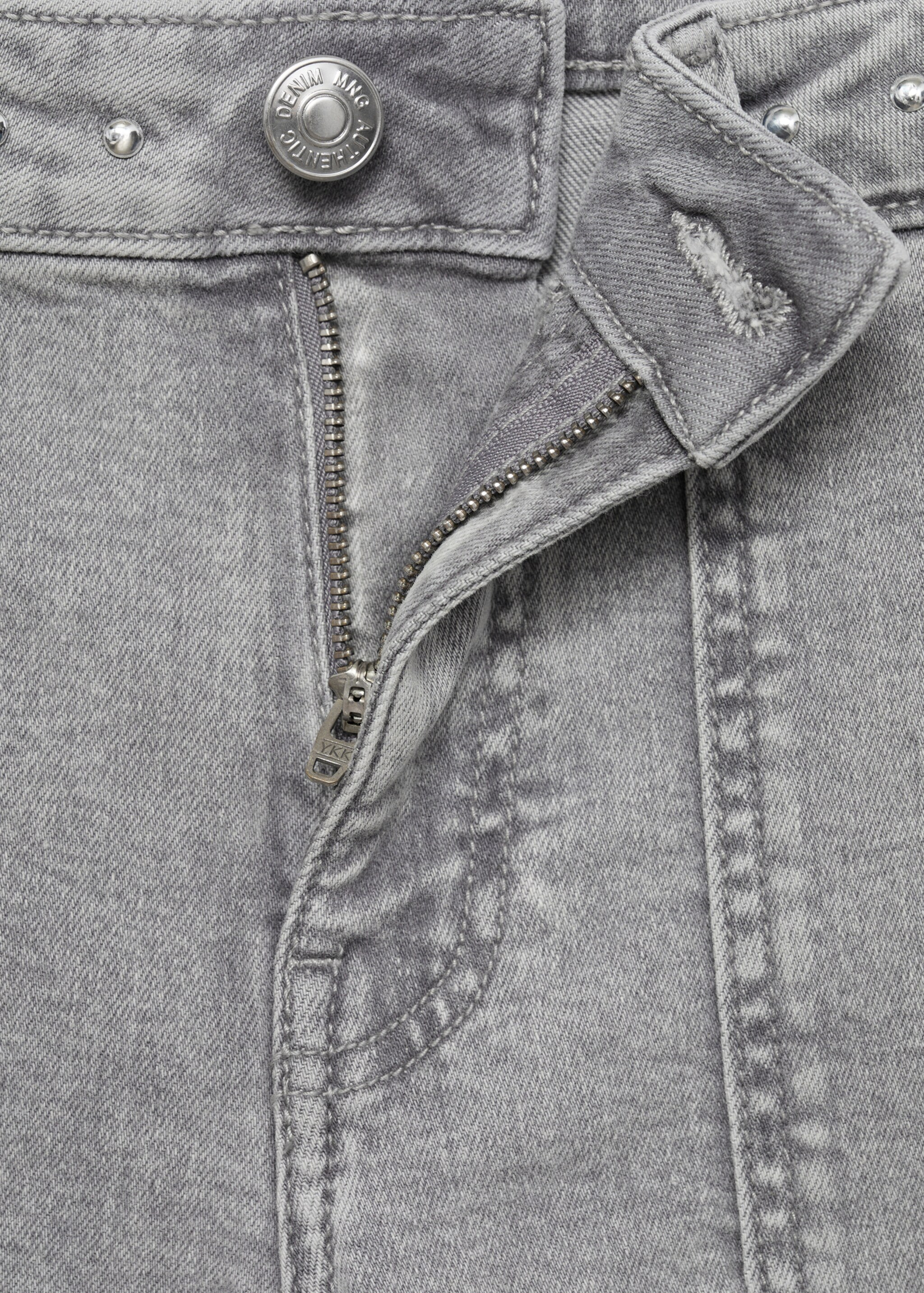 Studded culotte jeans - Details of the article 8, Denim Grey. Ref: 17074777-00.
