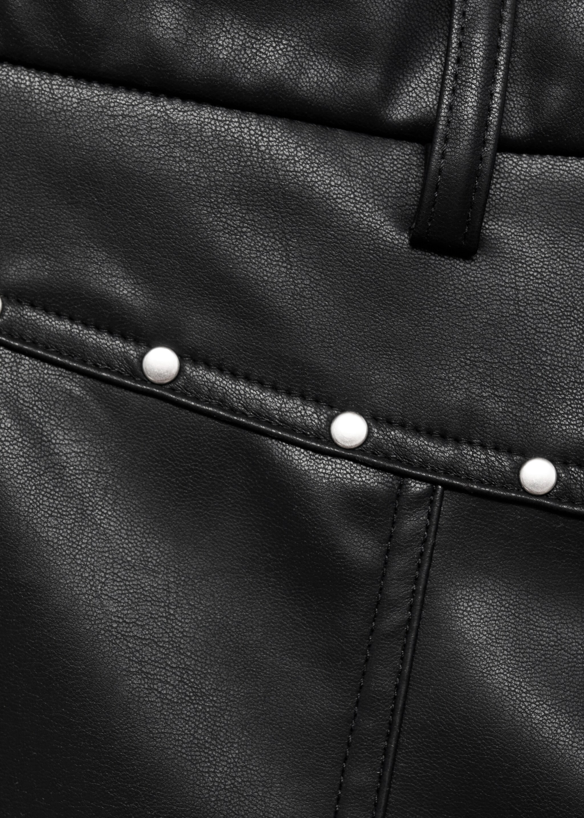 Studded leather-effect trousers - Details of the article 8, Black. Ref: 17074778-00.