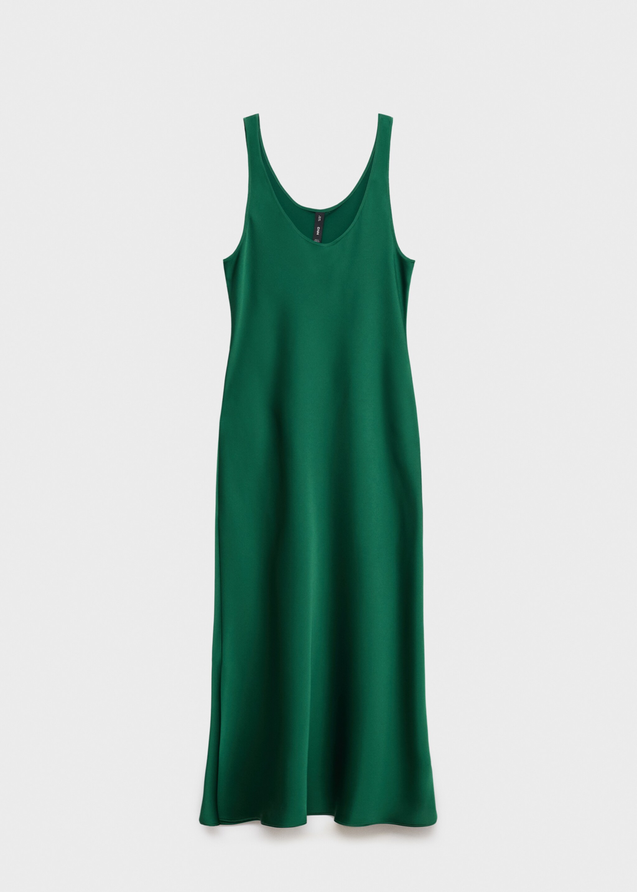 Satin dress with low neckline - Article without model, Green. Ref: 17074783-00.